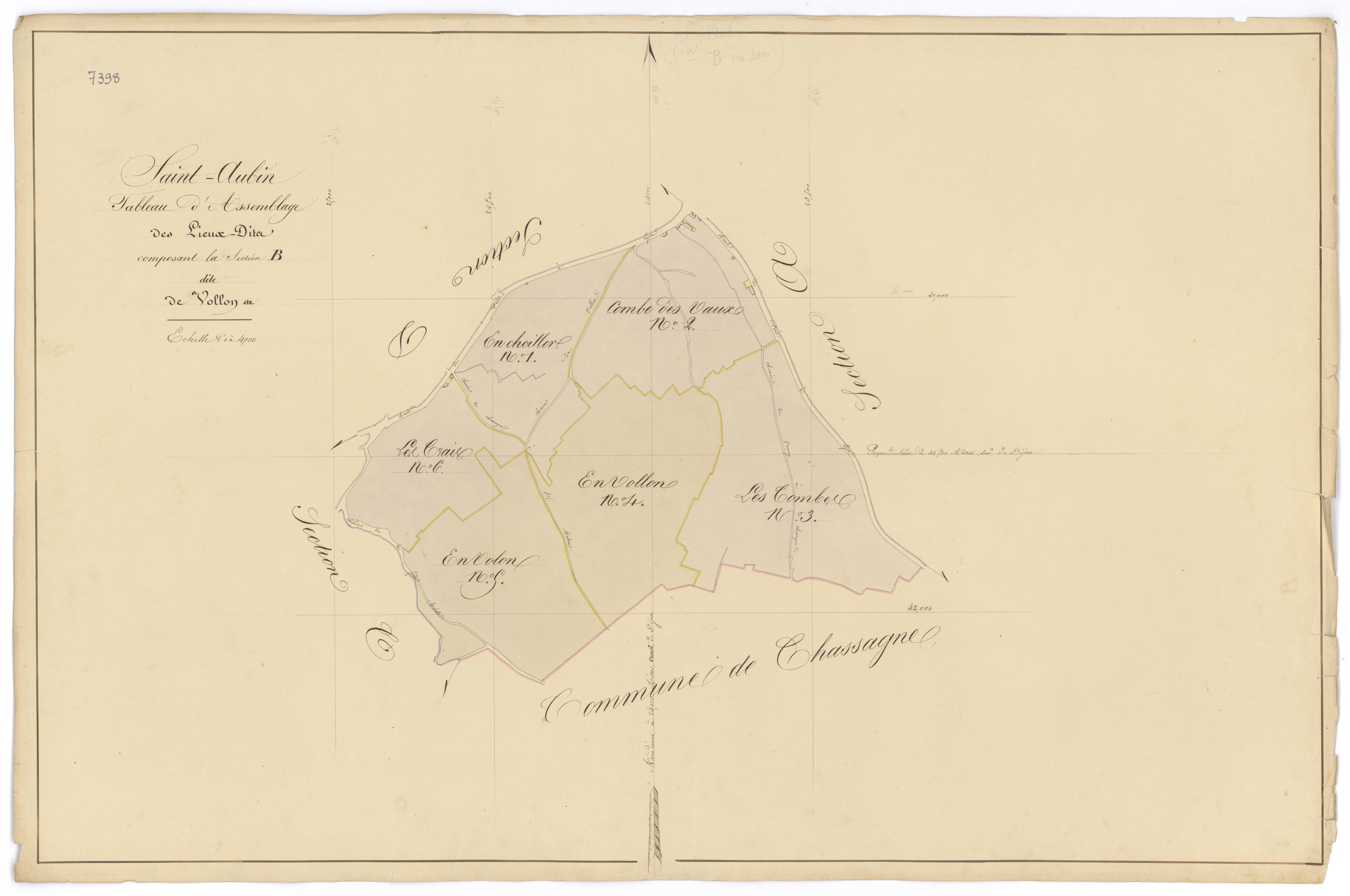 Saint-Aubin - Section B (tableau d'assemblage) - 3 P PLAN 541/11