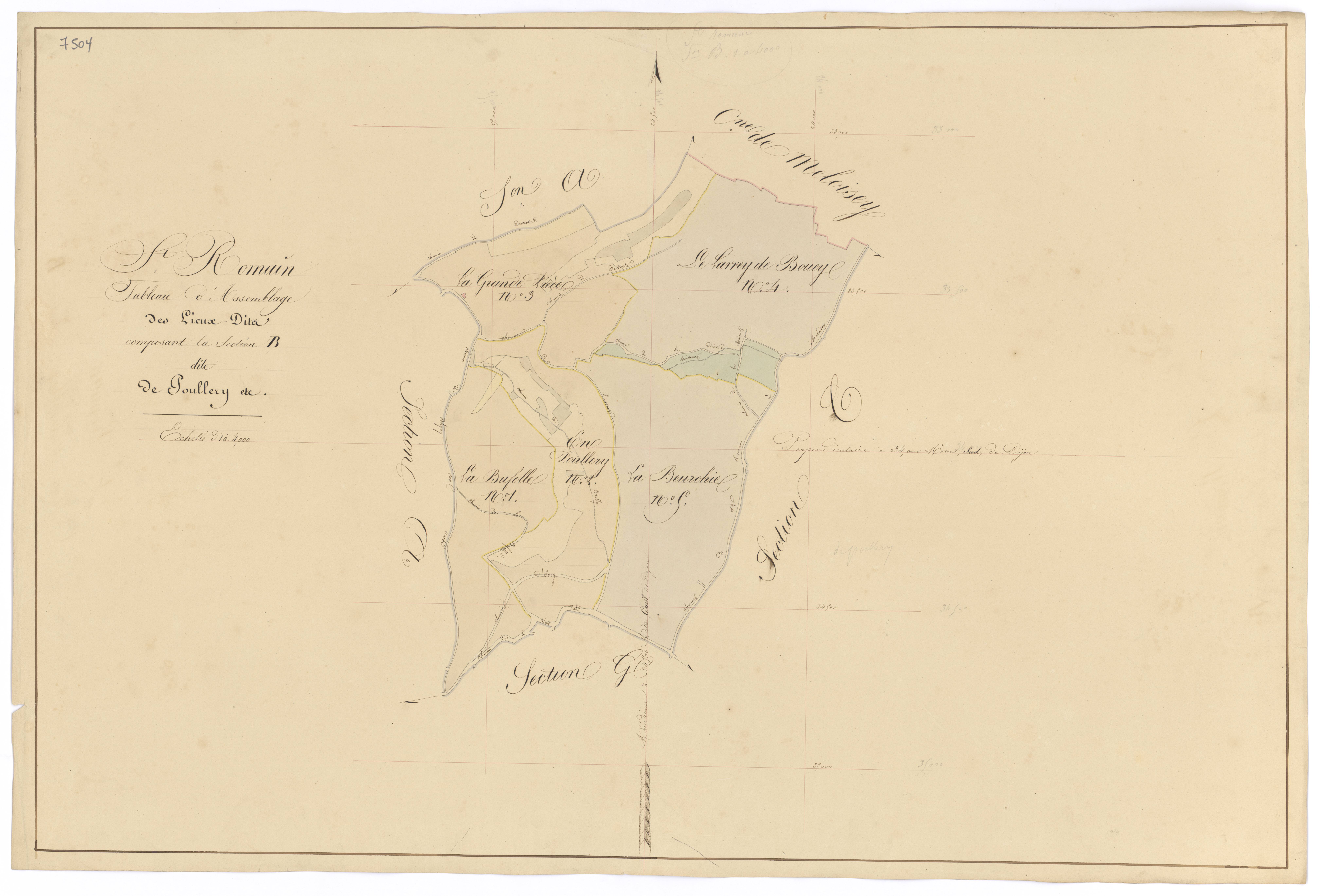 Saint-Romain - Section B (tableau d'assemblage) - 3 P PLAN 570/11