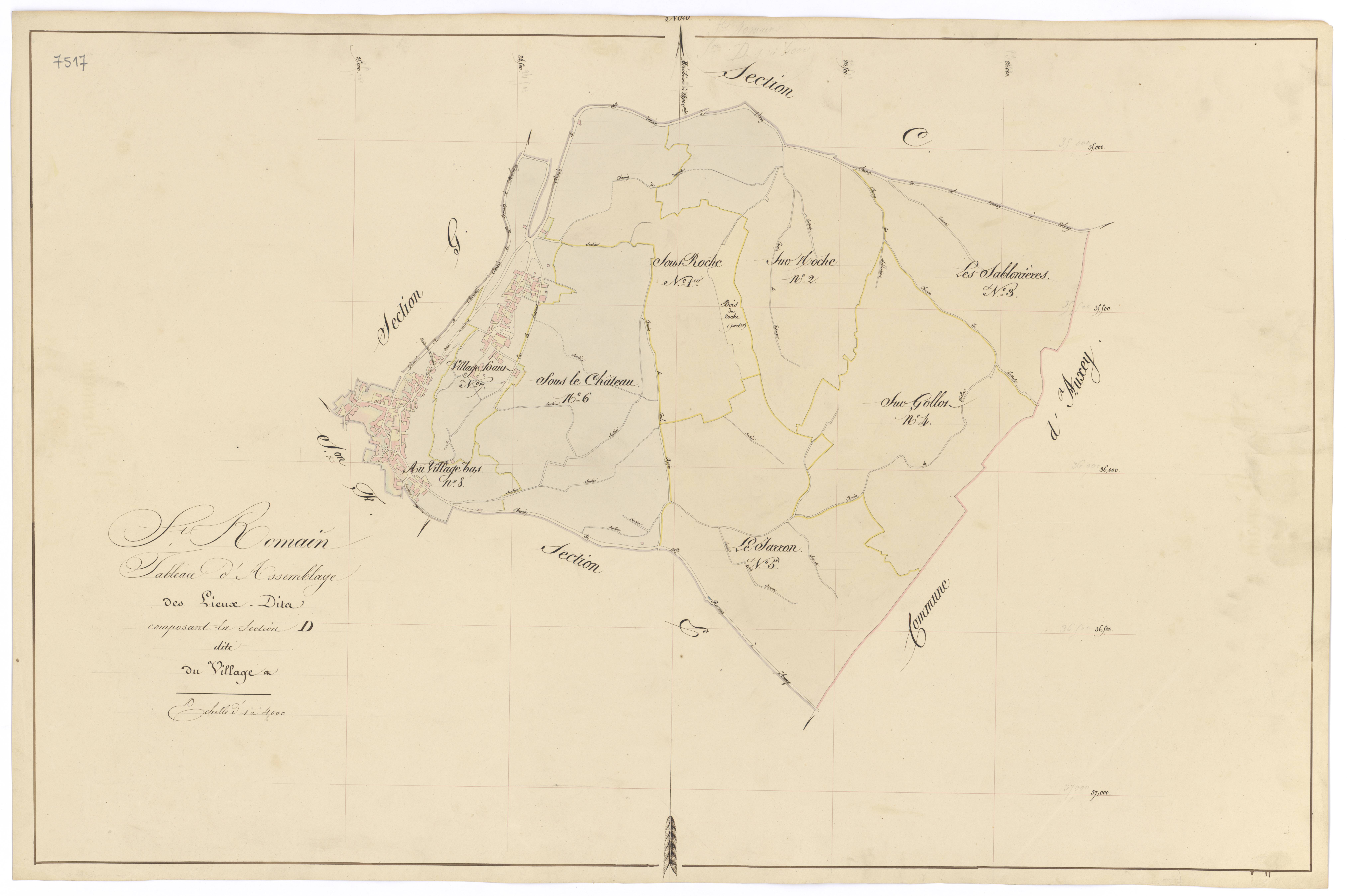 Saint-Romain - Section D (tableau d'assemblage) - 3 P PLAN 570/24