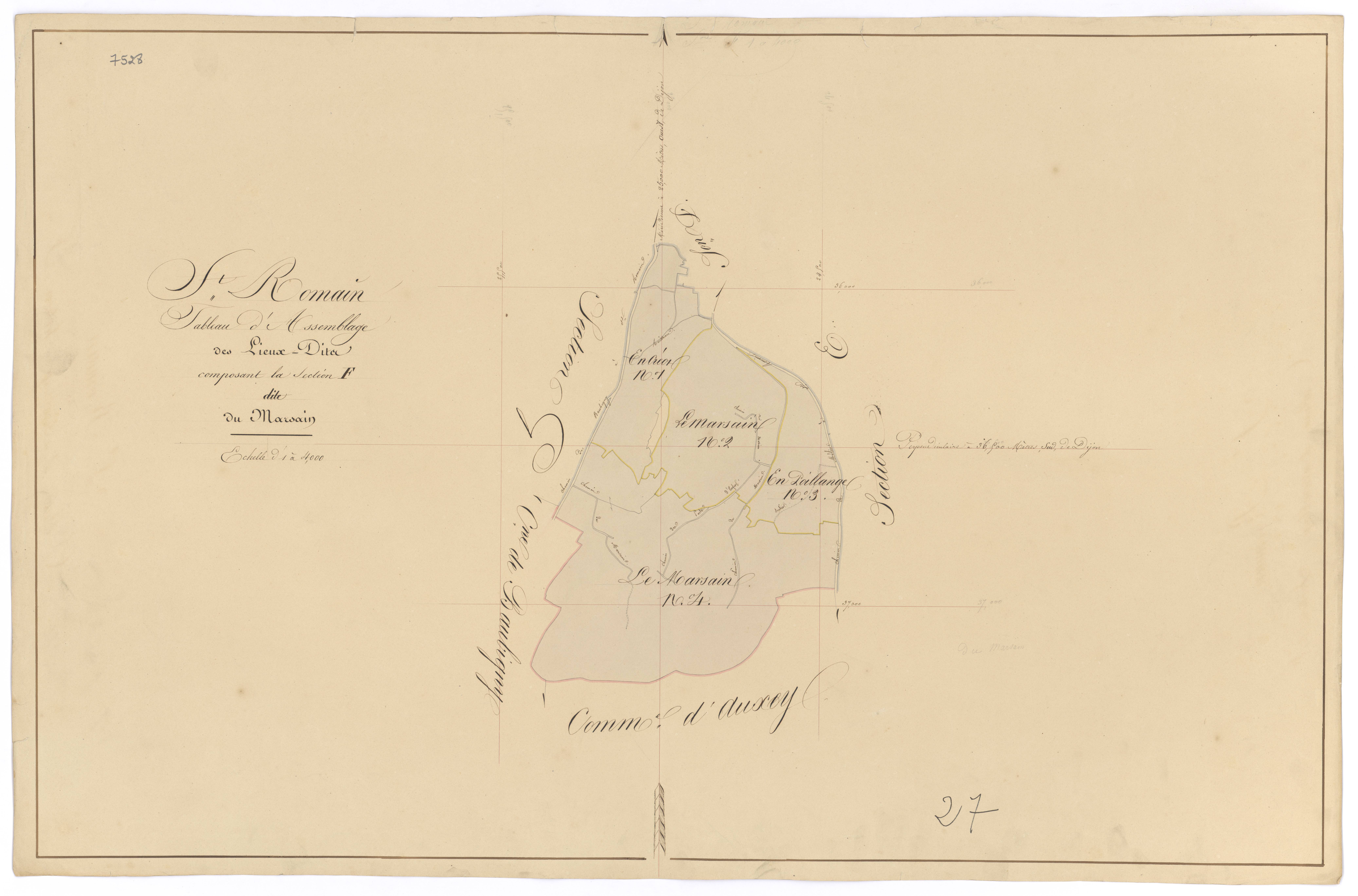 Saint-Romain - Section F (tableau d'assemblage) - 3 P PLAN 570/35
