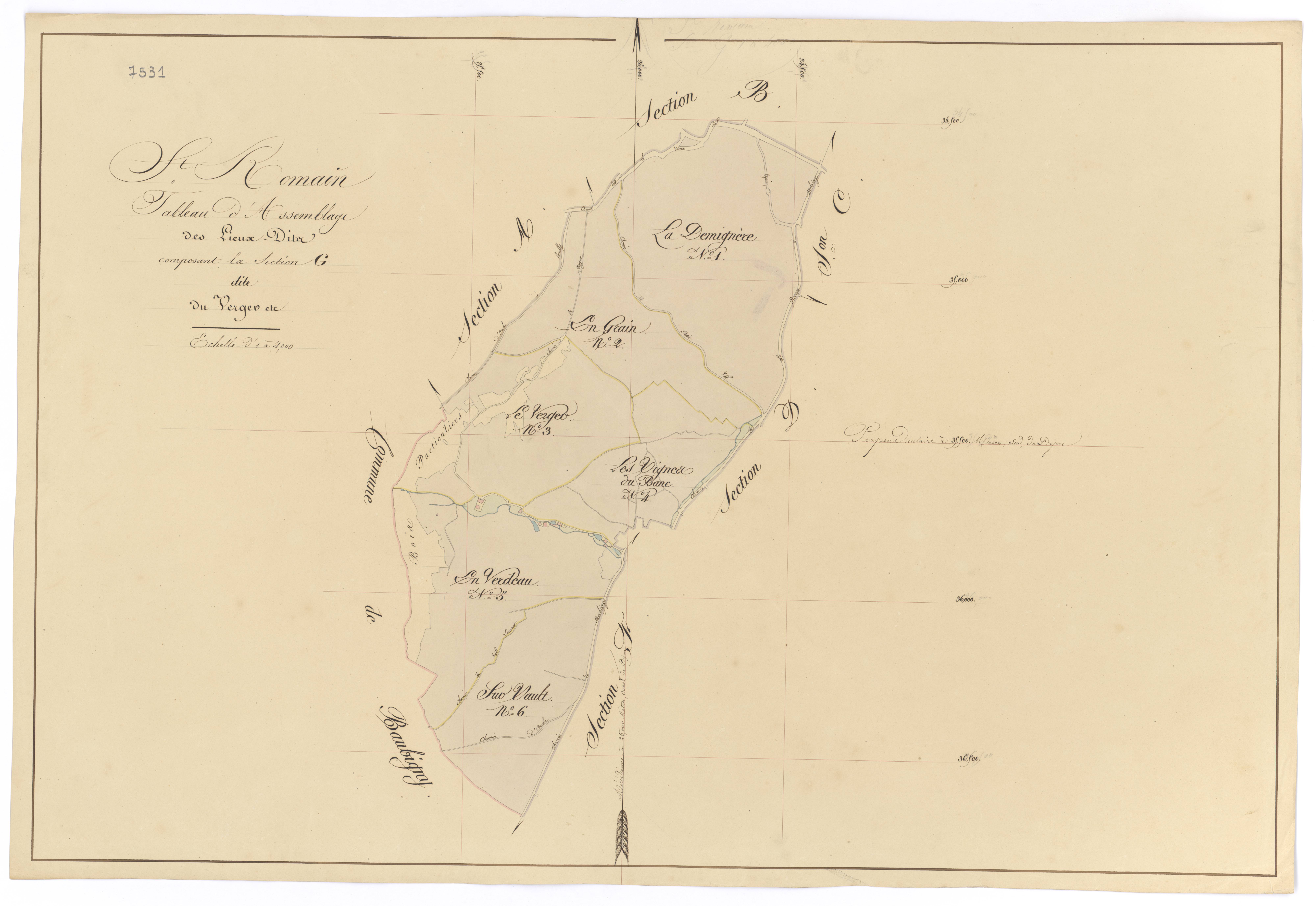 Saint-Romain - Section G (tableau d'assemblage) - 3 P PLAN 570/38