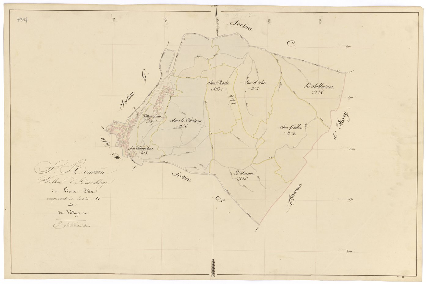 Saint-Romain - Section D (tableau d'assemblage) - 3 P PLAN 570/24