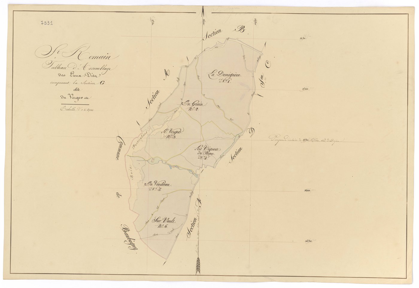Saint-Romain - Section G (tableau d'assemblage) - 3 P PLAN 570/38