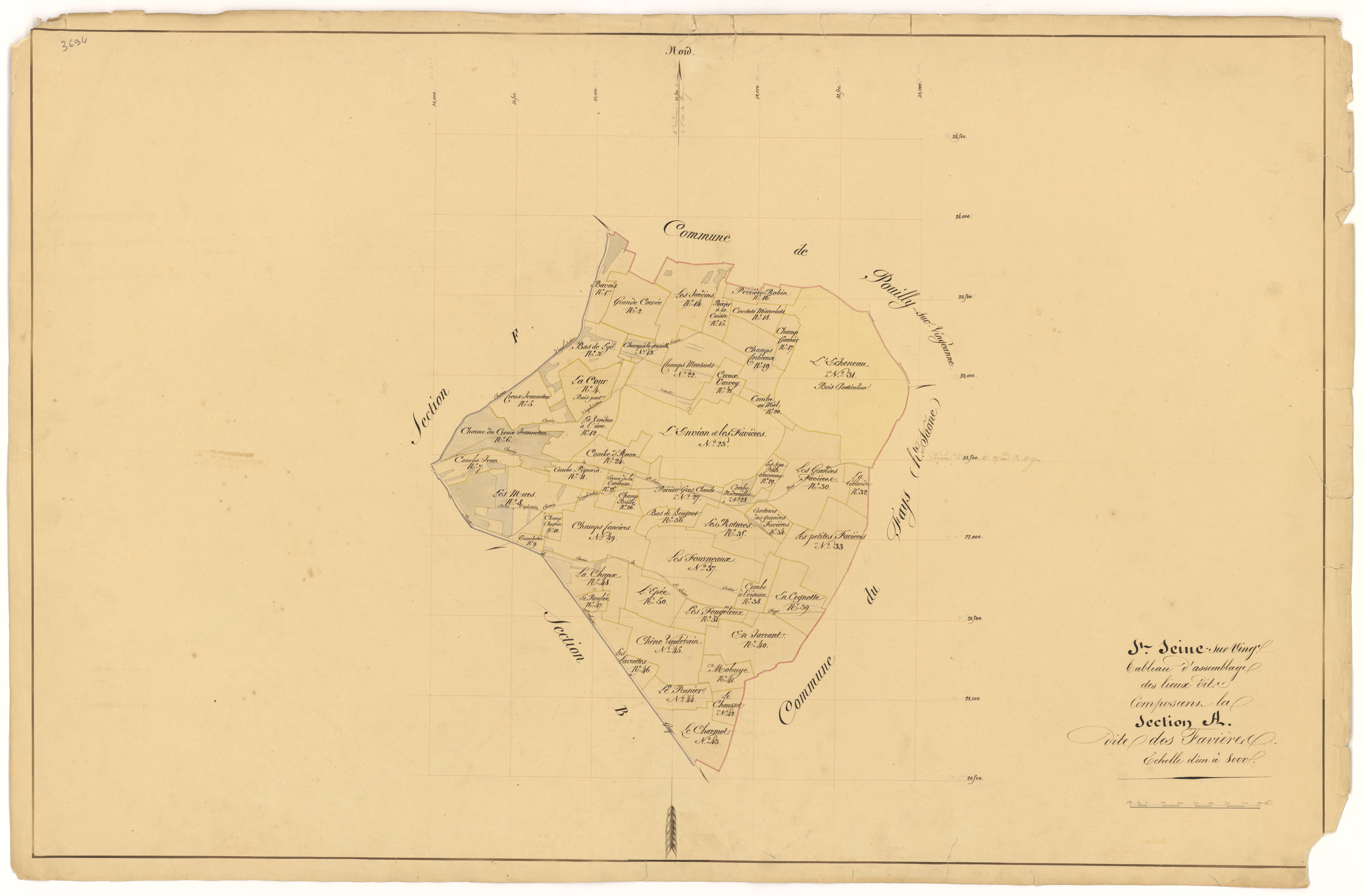 Saint-Seine-sur-Vingeanne - Section A (tableau d'assemblage) - 3 P PLAN 574/2