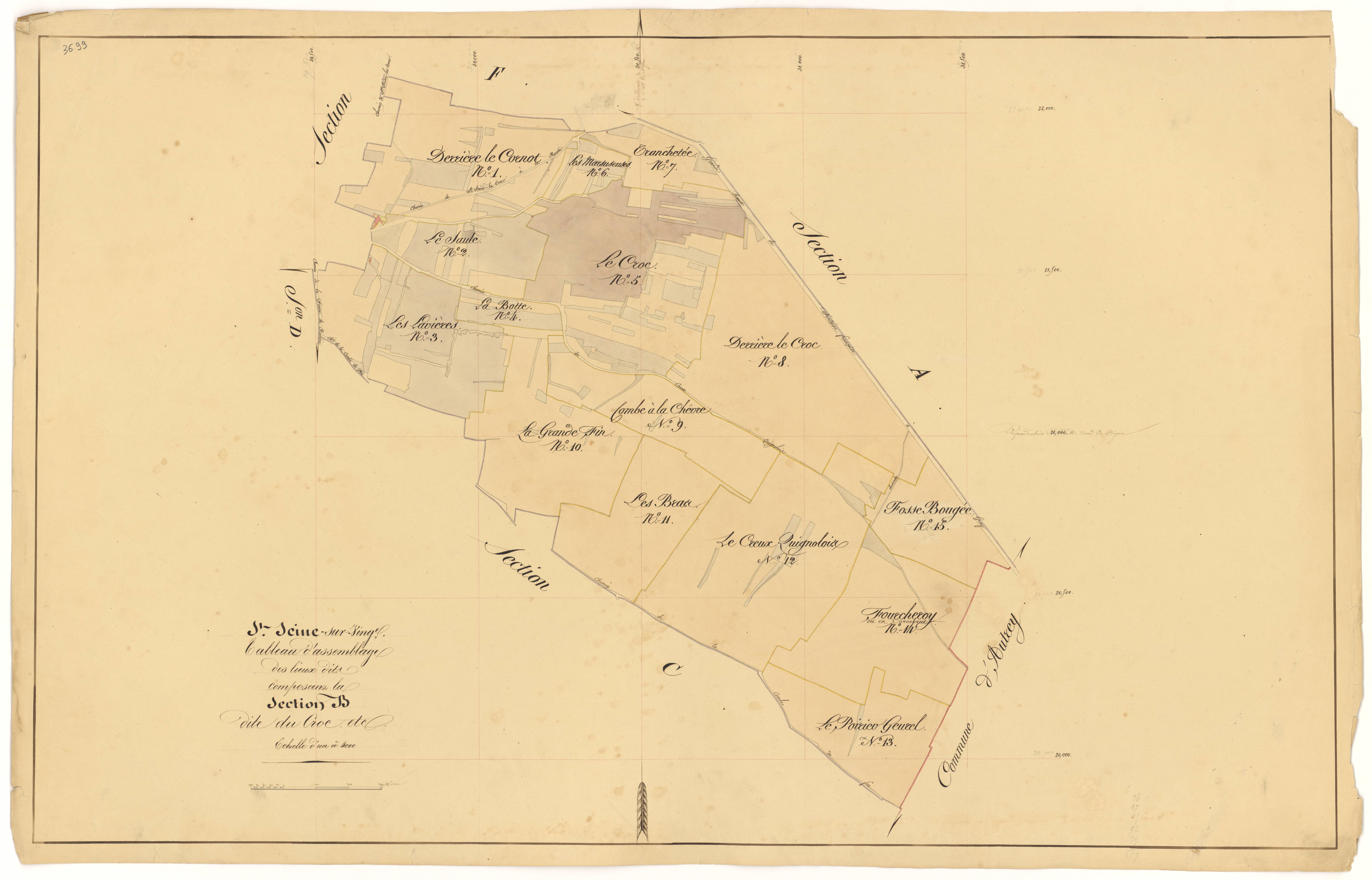 Saint-Seine-sur-Vingeanne - Section B (tableau d'assemblage) - 3 P PLAN 574/7