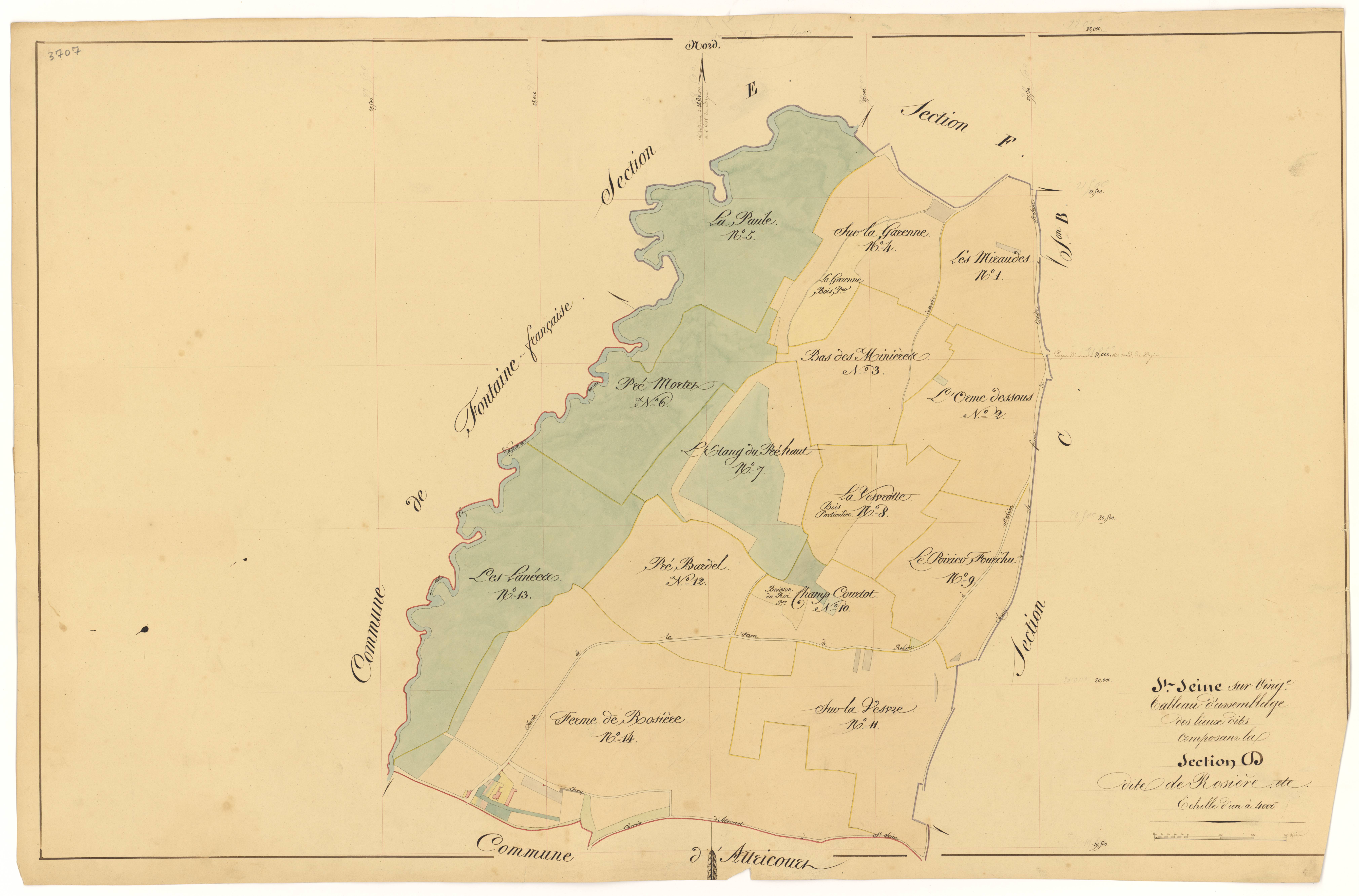Saint-Seine-sur-Vingeanne - Section D (tableau d'assemblage) - 3 P PLAN 574/15