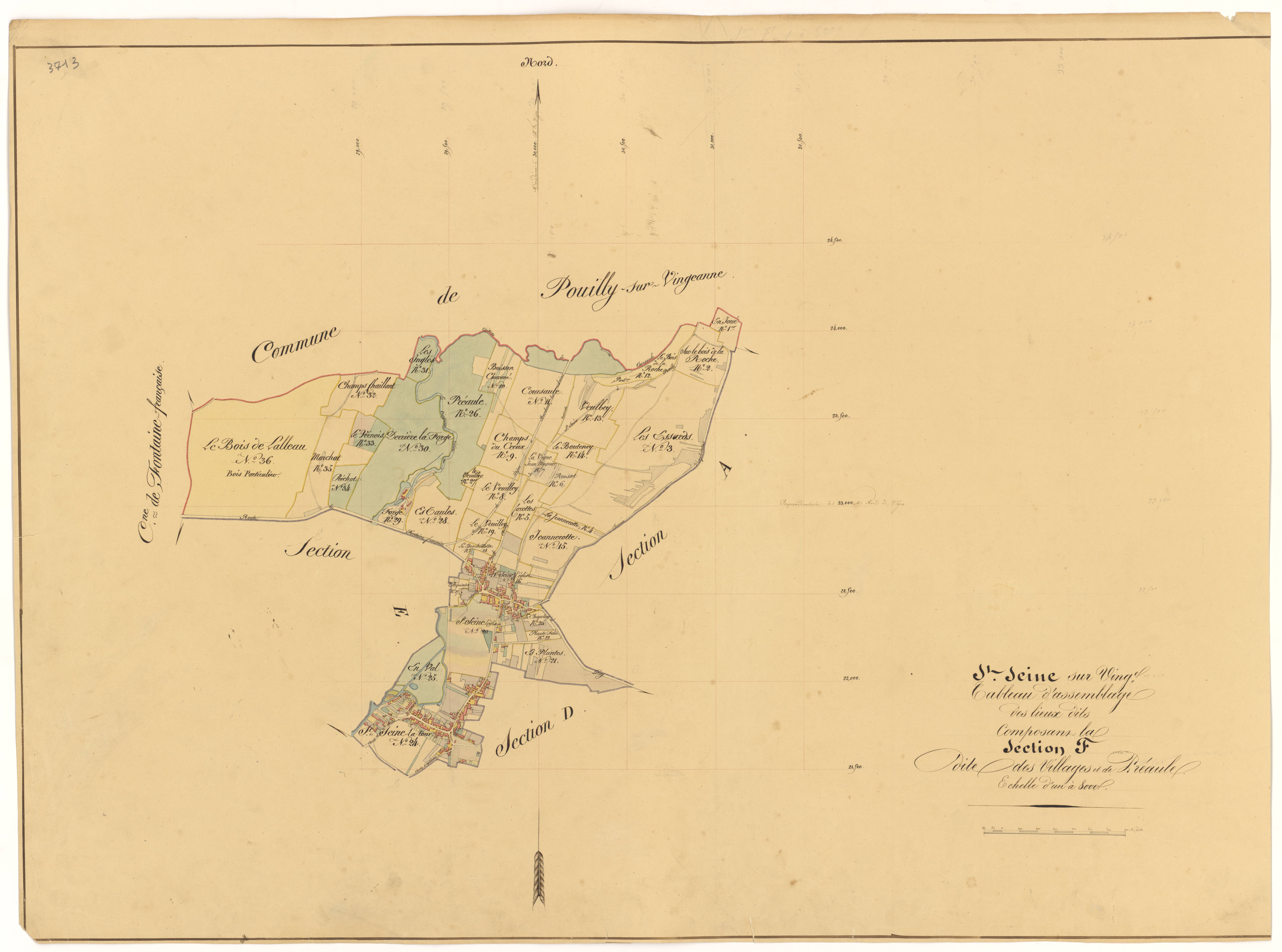 Saint-Seine-sur-Vingeanne - Section F (tableau d'assemblage) - 3 P PLAN 574/21