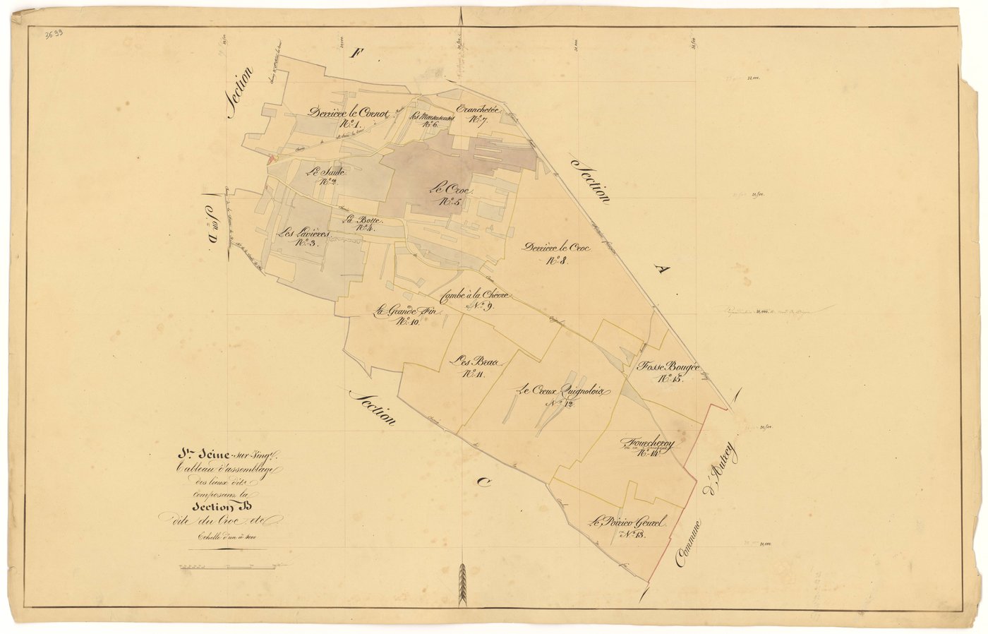 Saint-Seine-sur-Vingeanne - Section B (tableau d'assemblage) - 3 P PLAN 574/7