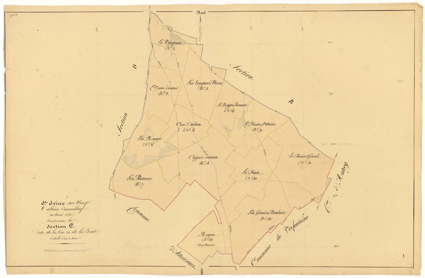 Saint-Seine-sur-Vingeanne - Section C (tableau d'assemblage) - 3 P PLAN 574/12