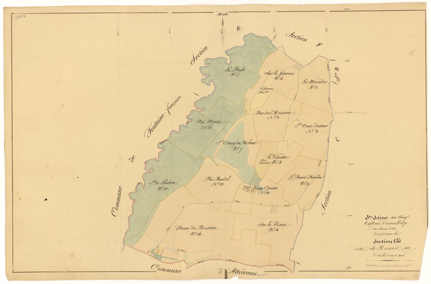 Saint-Seine-sur-Vingeanne - Section D (tableau d'assemblage) - 3 P PLAN 574/15