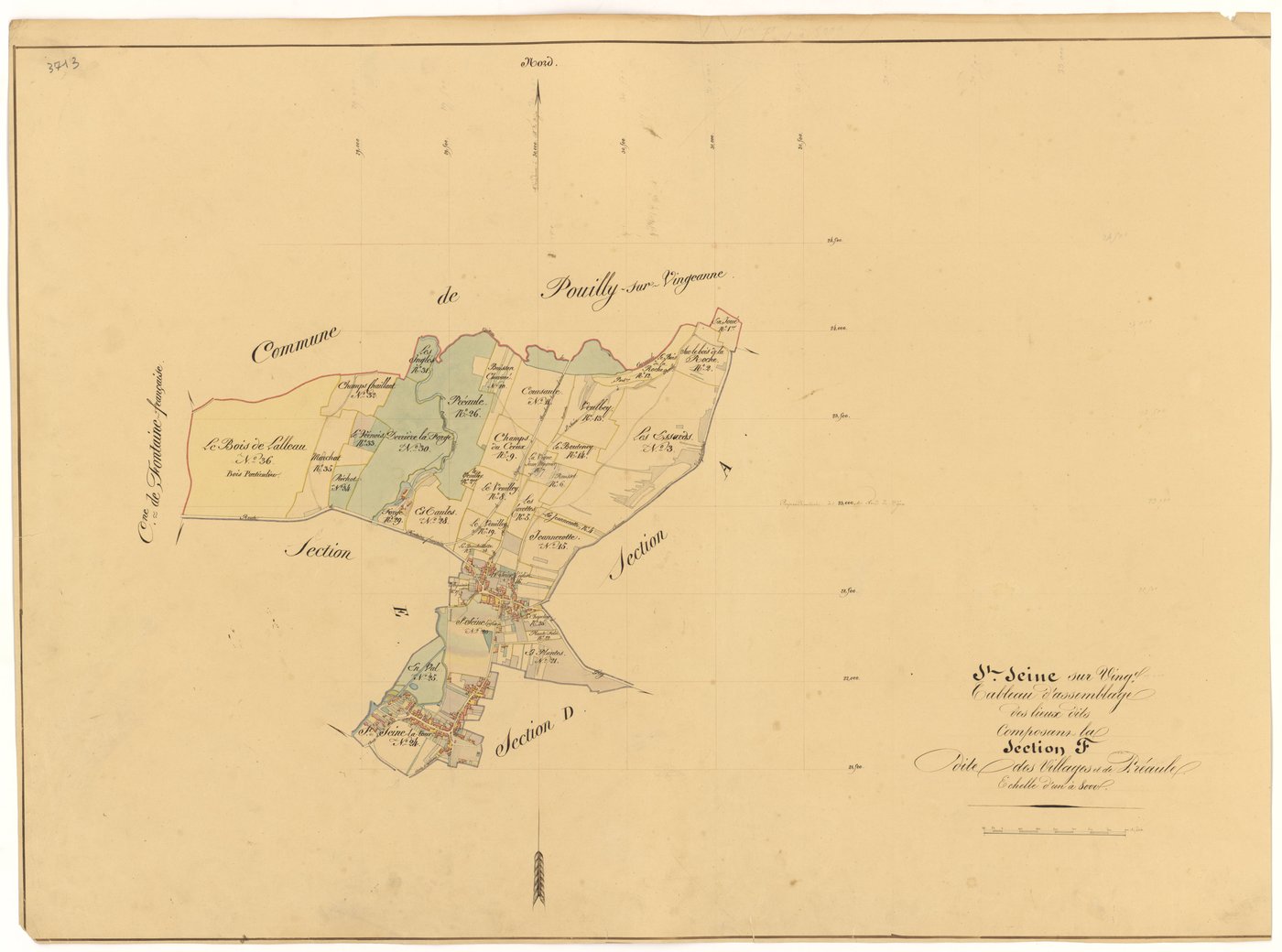 Saint-Seine-sur-Vingeanne - Section F (tableau d'assemblage) - 3 P PLAN 574/21