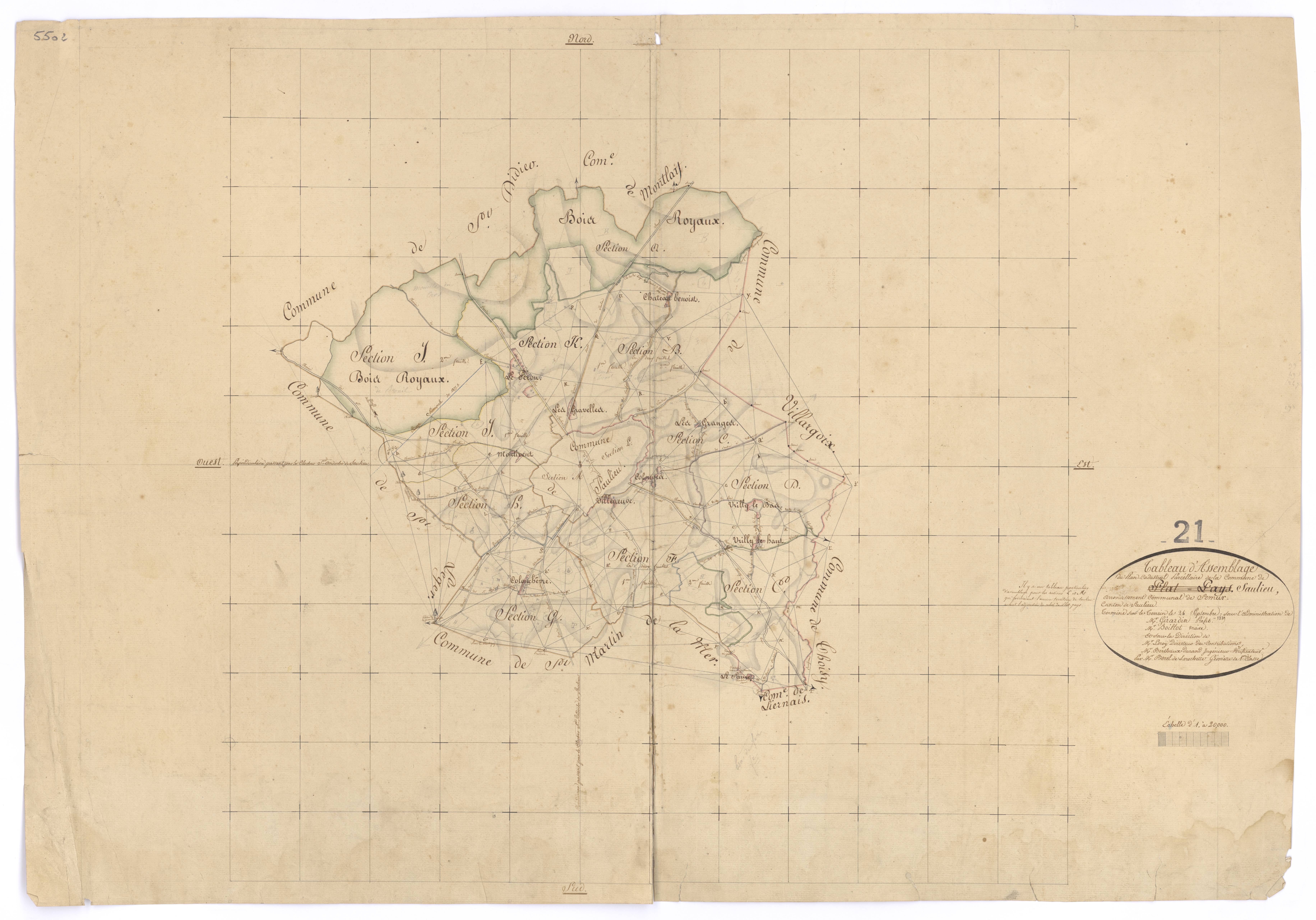 Saulieu - Tableau d'assemblageÂ : Sections A-K - 3 P PLAN 584/1