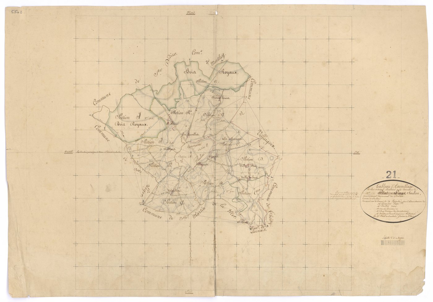 Saulieu - Tableau d'assemblageÂ : Sections A-K - 3 P PLAN 584/1