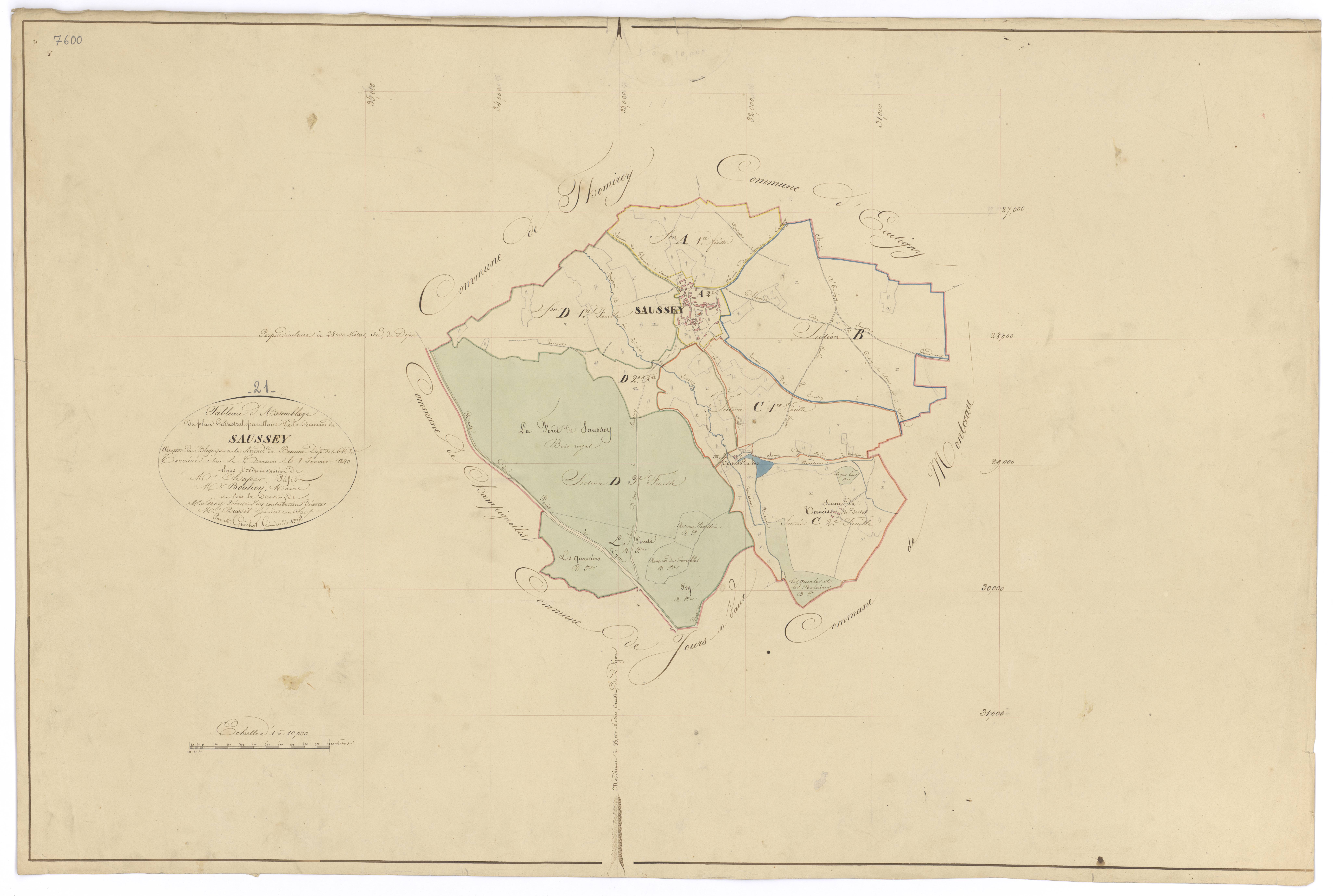 Saussey - Tableau d'assemblage - 3 P PLAN 588/1