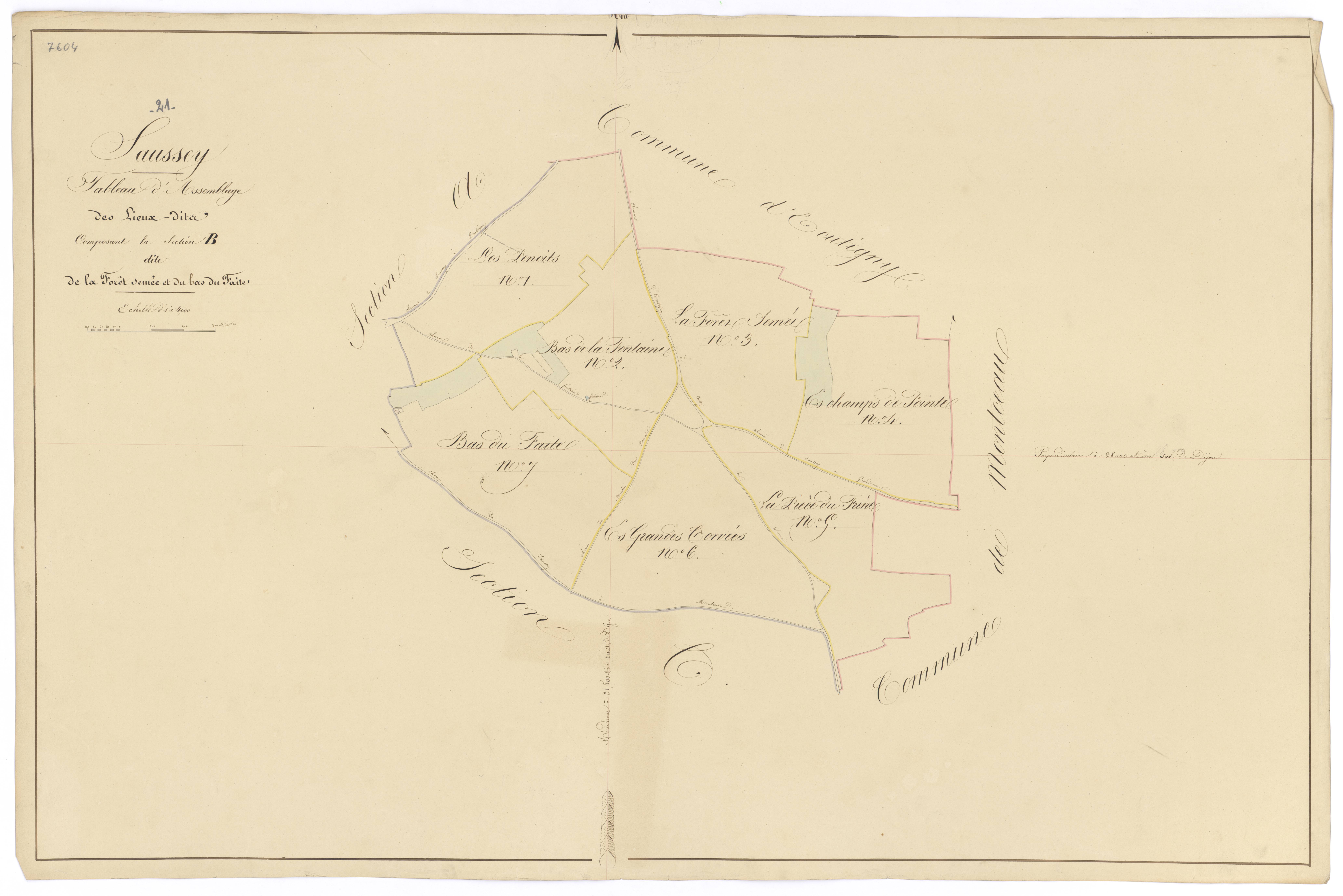 Saussey - Section B (tableau d'assemblage) - 3 P PLAN 588/5