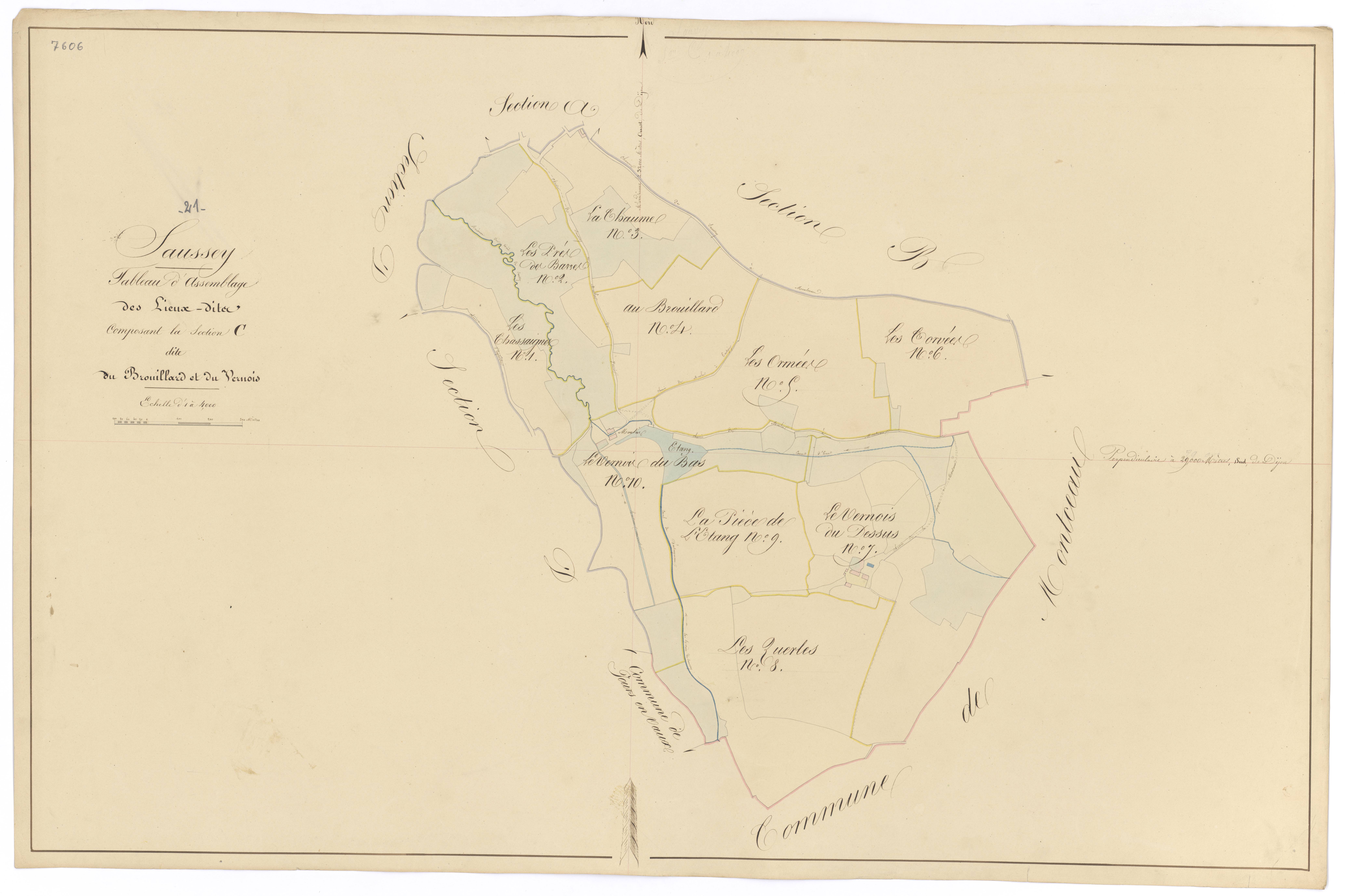 Saussey - Section C (tableau d'assemblage) - 3 P PLAN 588/7