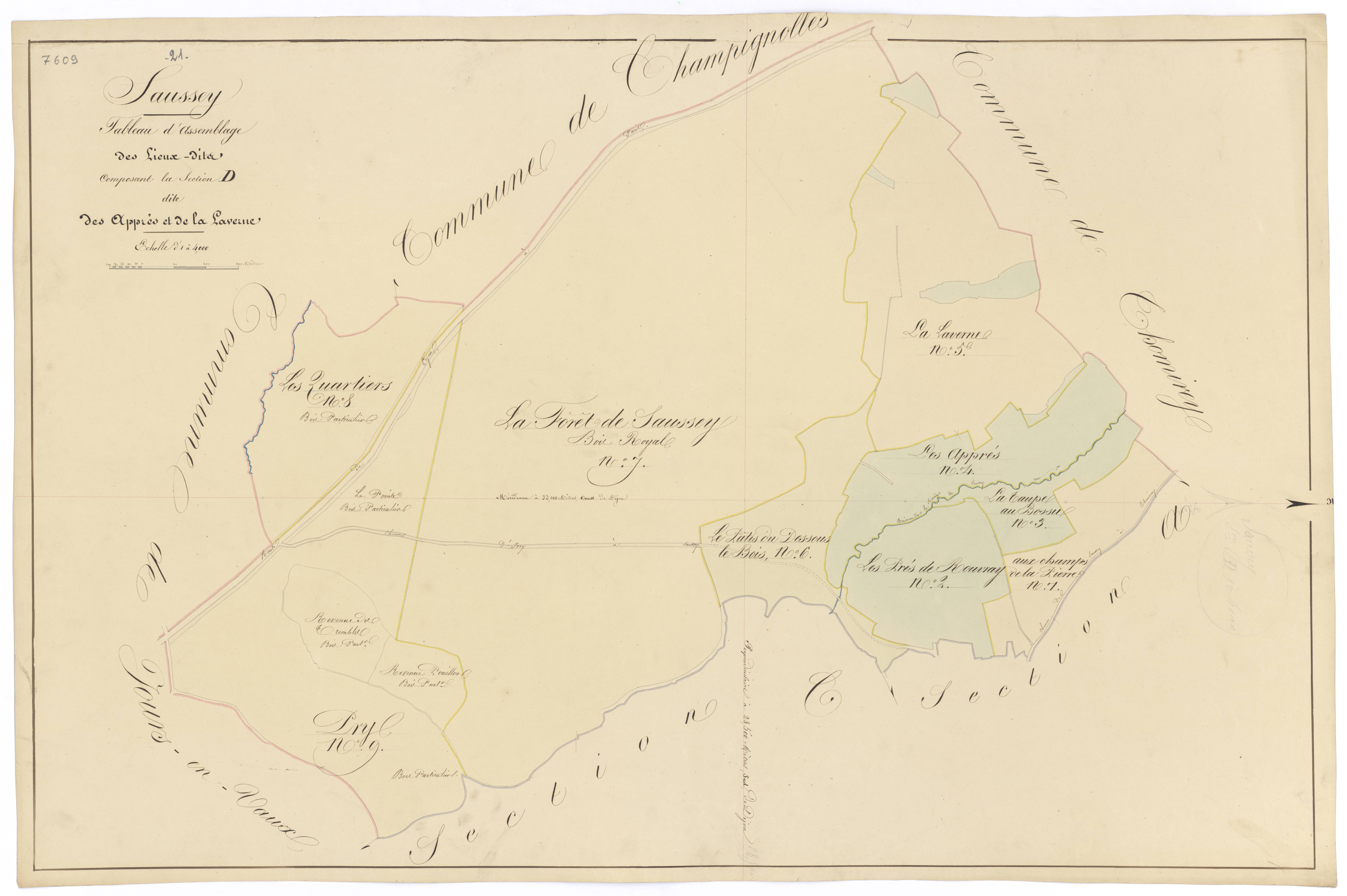 Saussey - Section D (tableau d'assemblage) - 3 P PLAN 588/10