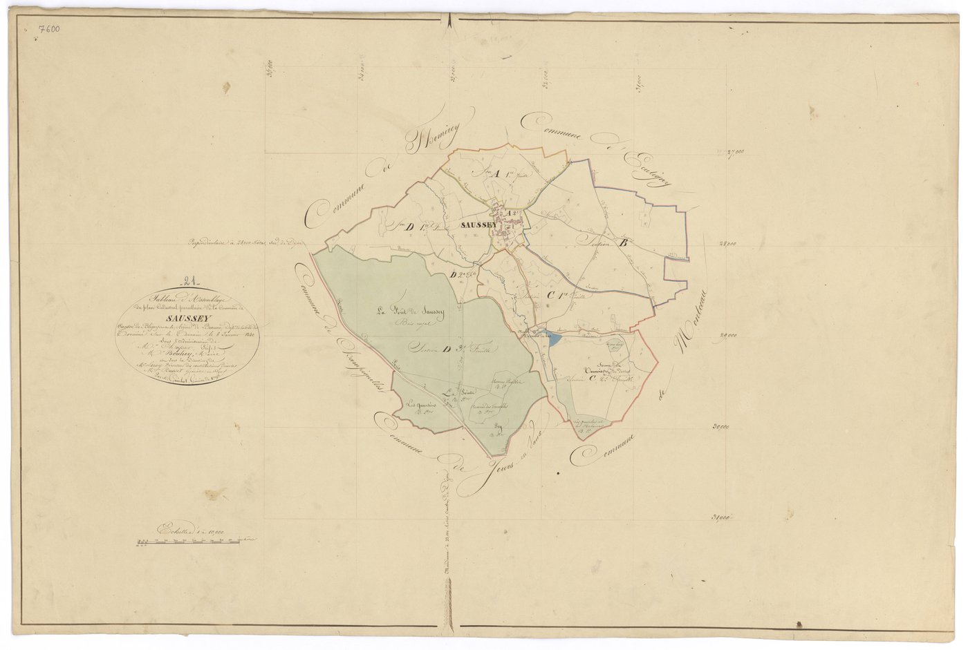 Saussey - Tableau d'assemblage - 3 P PLAN 588/1
