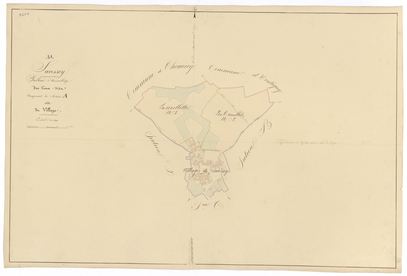 Saussey - Section A (tableau d'assemblage) - 3 P PLAN 588/2