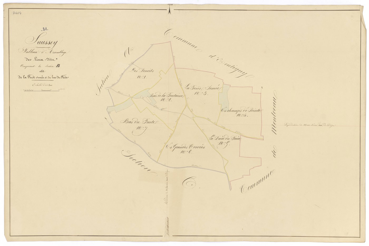 Saussey - Section B (tableau d'assemblage) - 3 P PLAN 588/5