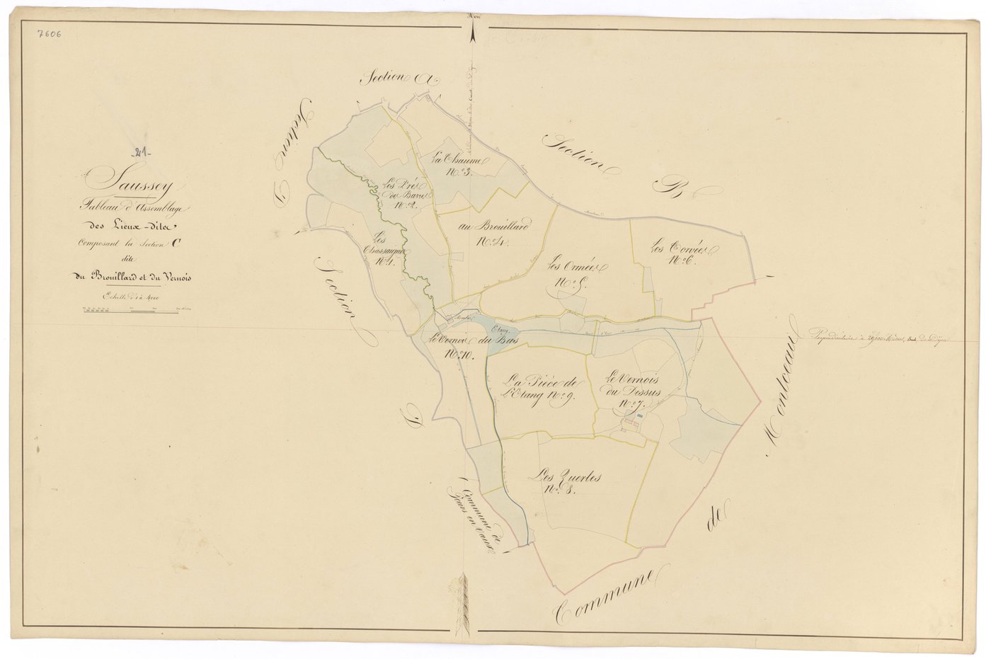 Saussey - Section C (tableau d'assemblage) - 3 P PLAN 588/7