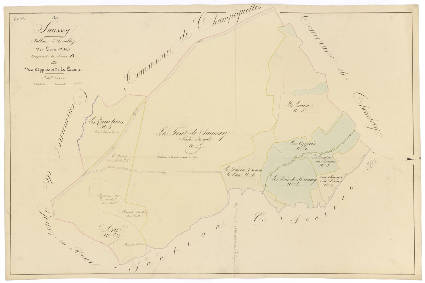 Saussey - Section D (tableau d'assemblage) - 3 P PLAN 588/10