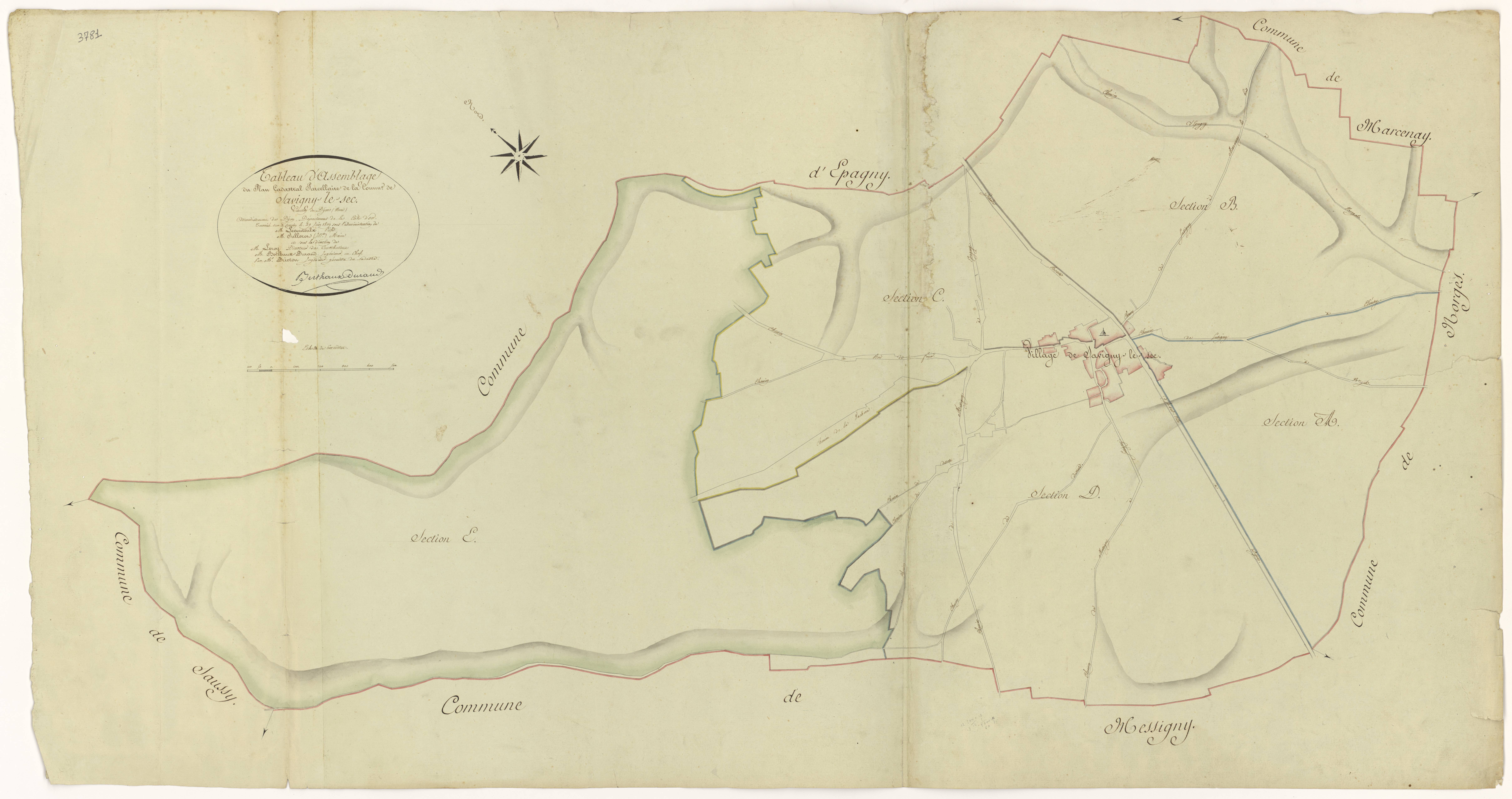 Savigny-le-Sec - Tableau d'assemblage - 3 P PLAN 590/1