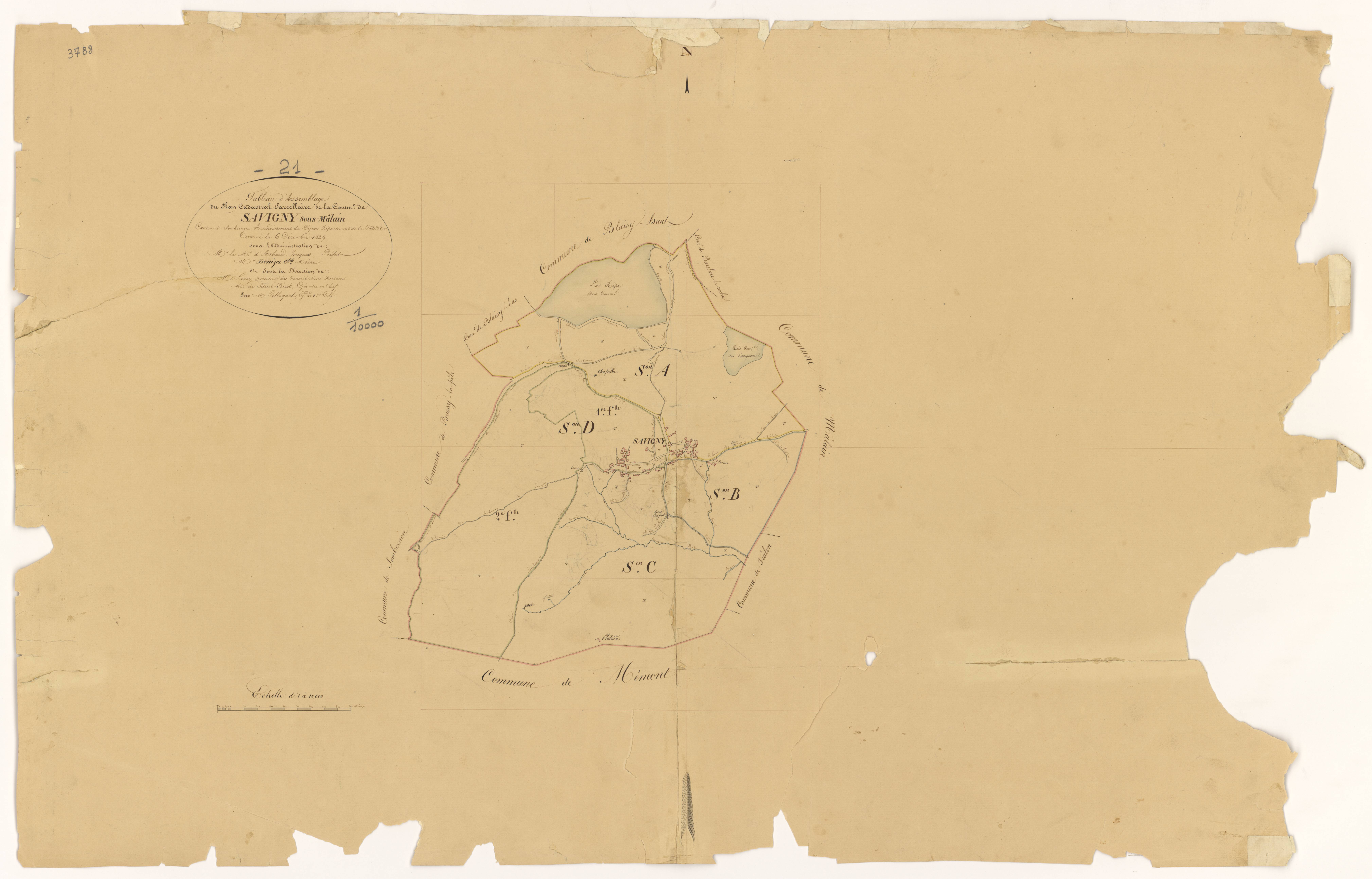 Savigny-sous-Mâlain - Tableau d'assemblage - 3 P PLAN 592/1