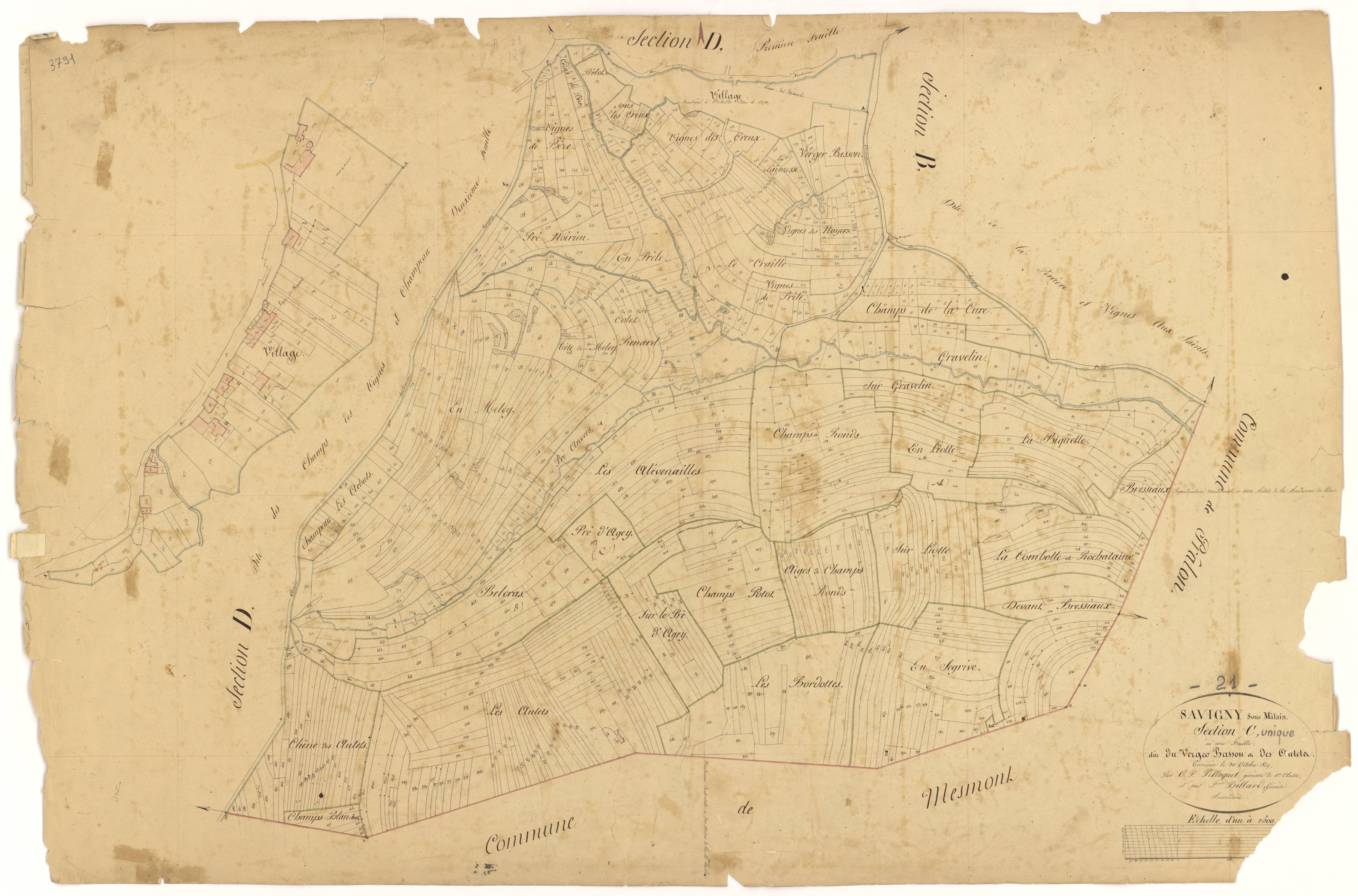 Savigny-sous-Mâlain - Section C - 3 P PLAN 592/4