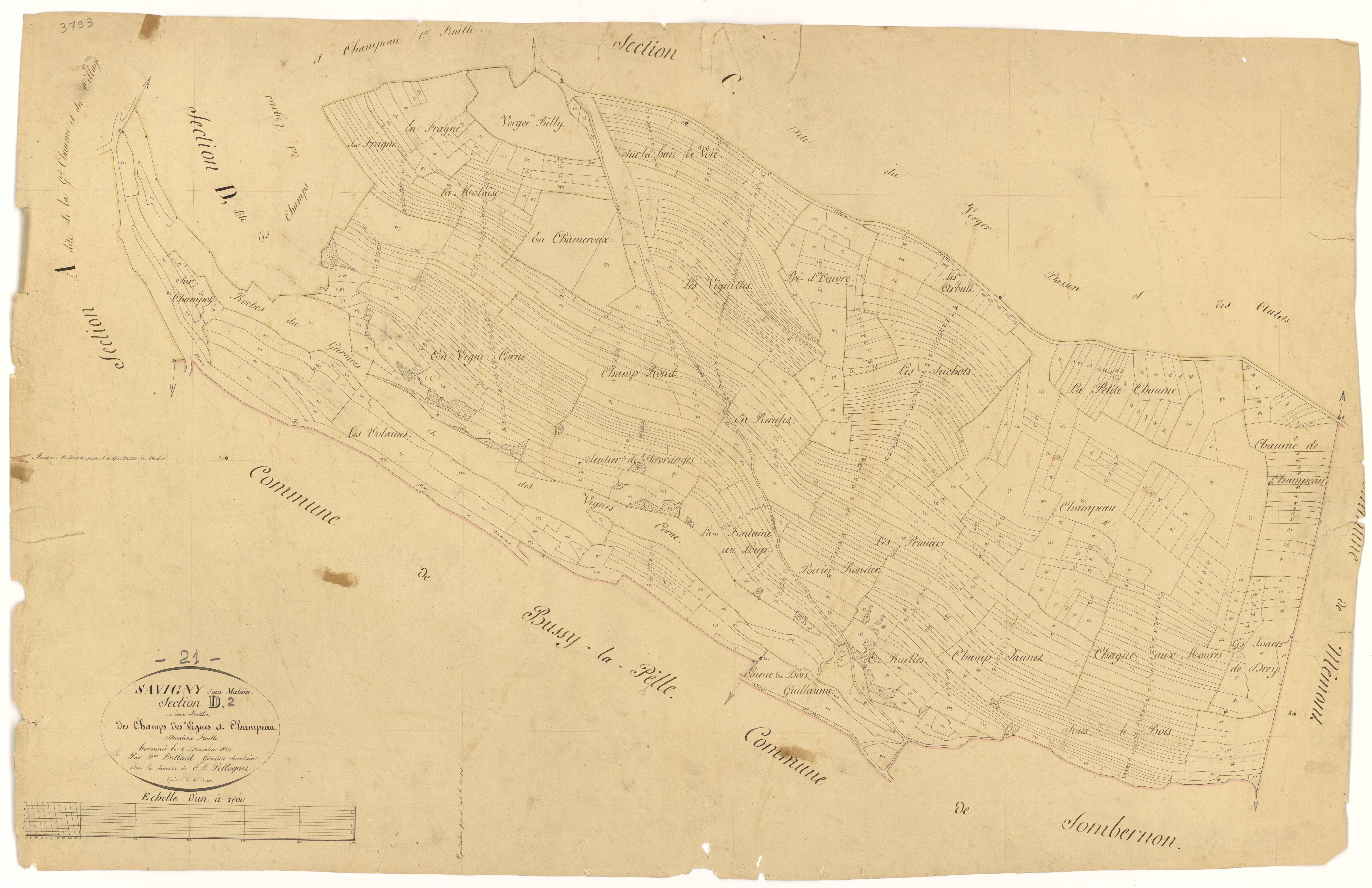 Savigny-sous-Mâlain - Section D2 - 3 P PLAN 592/6