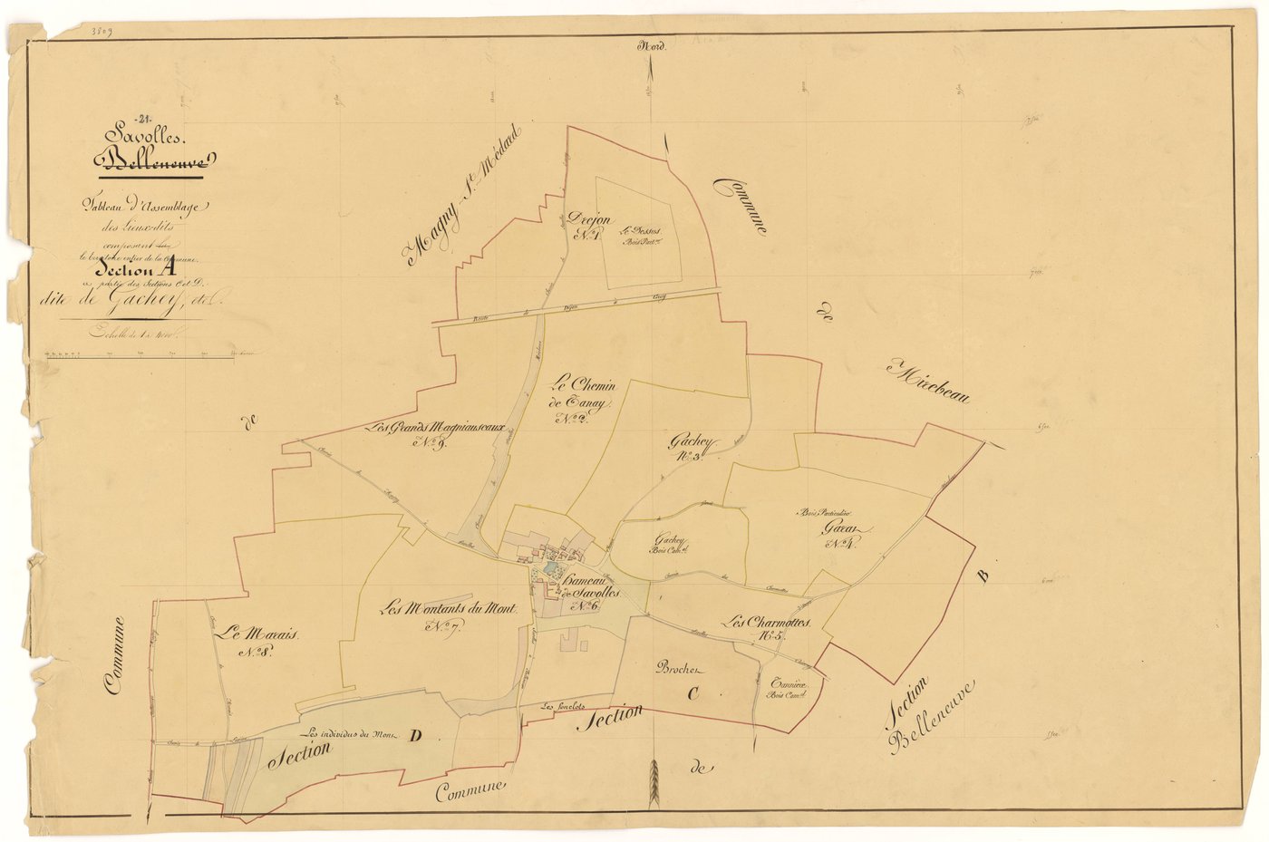 Savolles - Tableau d'assemblage - 3 P PLAN 595/1