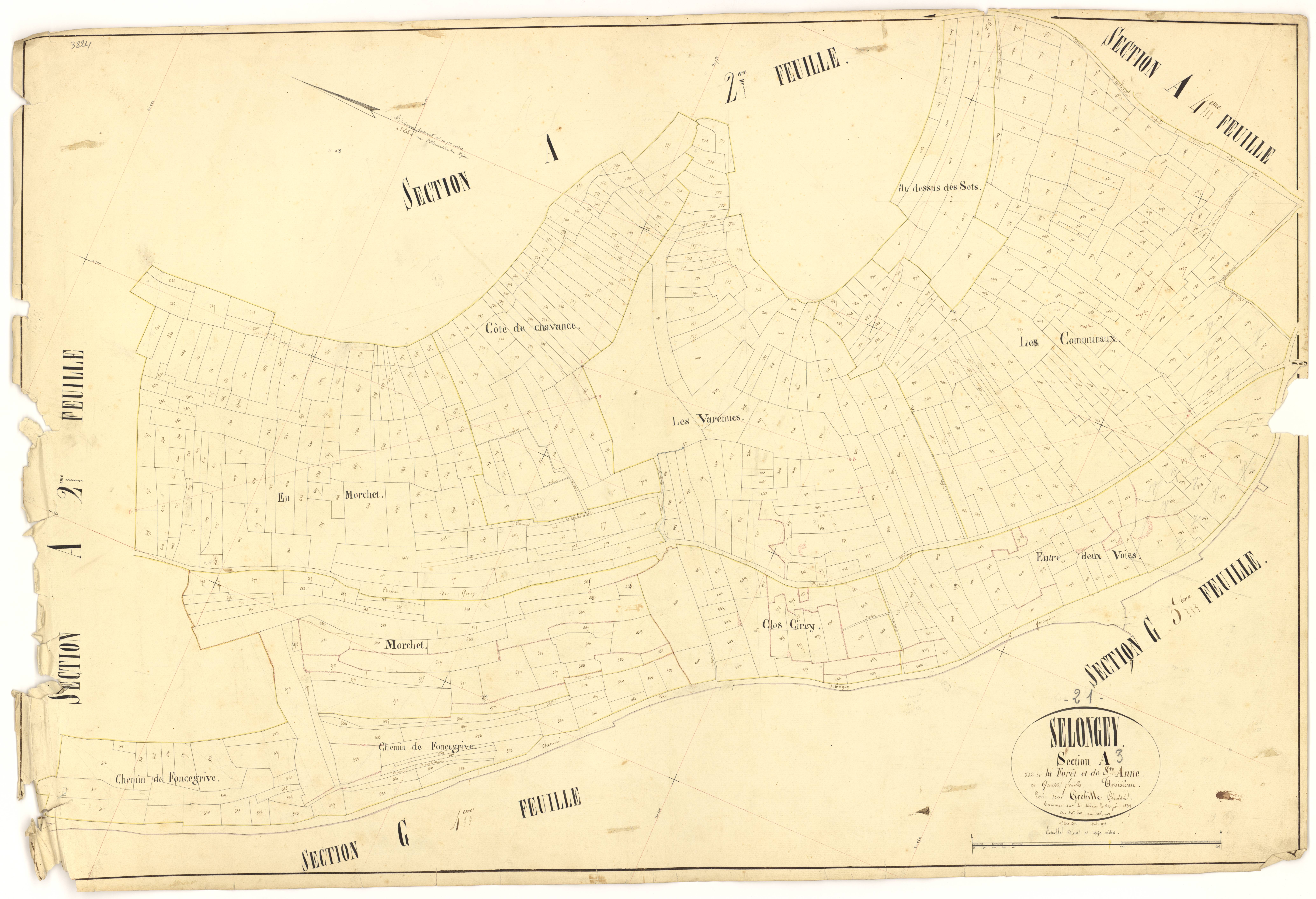 Selongey - Section A3 - 3 P PLAN 599/4