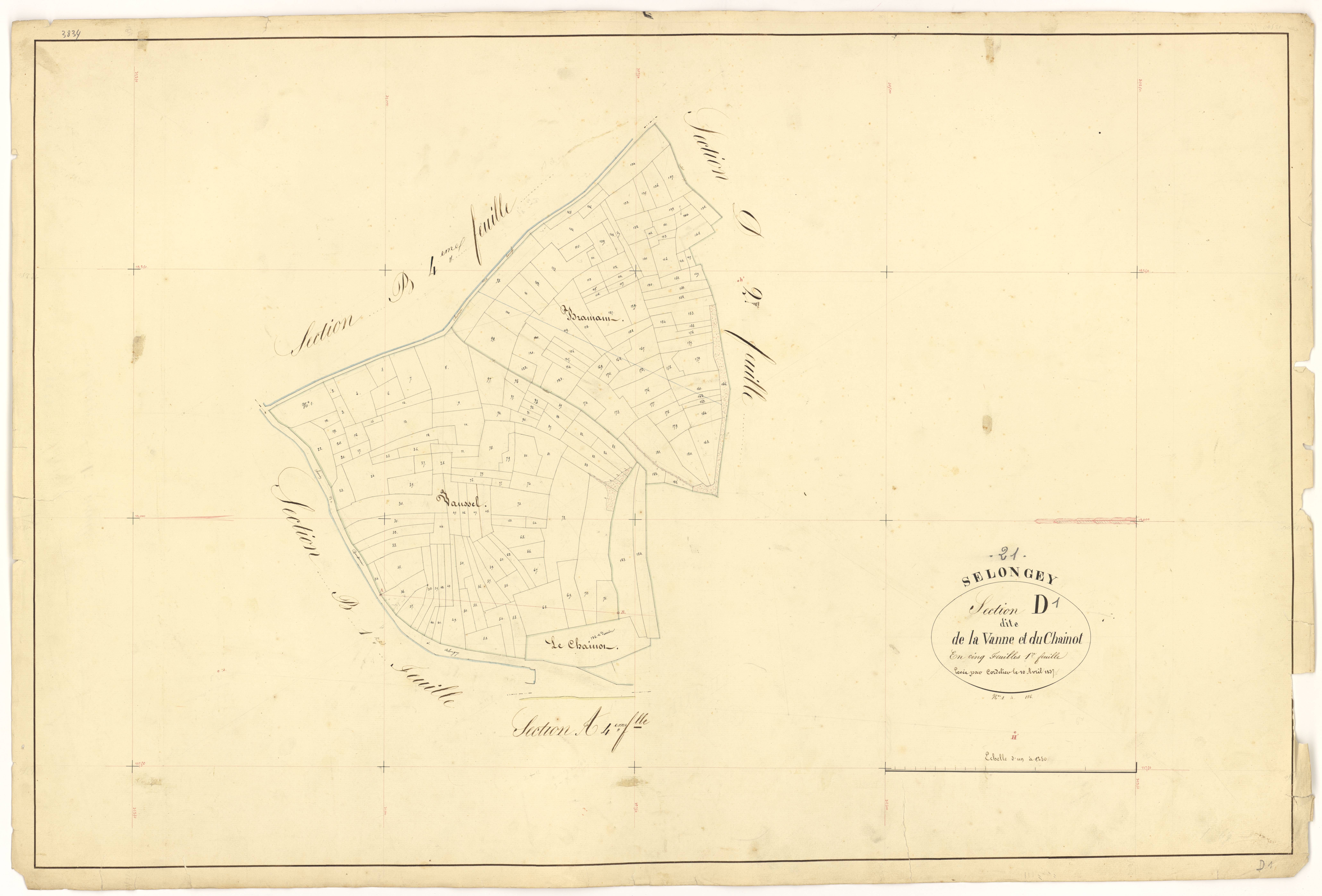 Selongey - Section D1 - 3 P PLAN 599/14