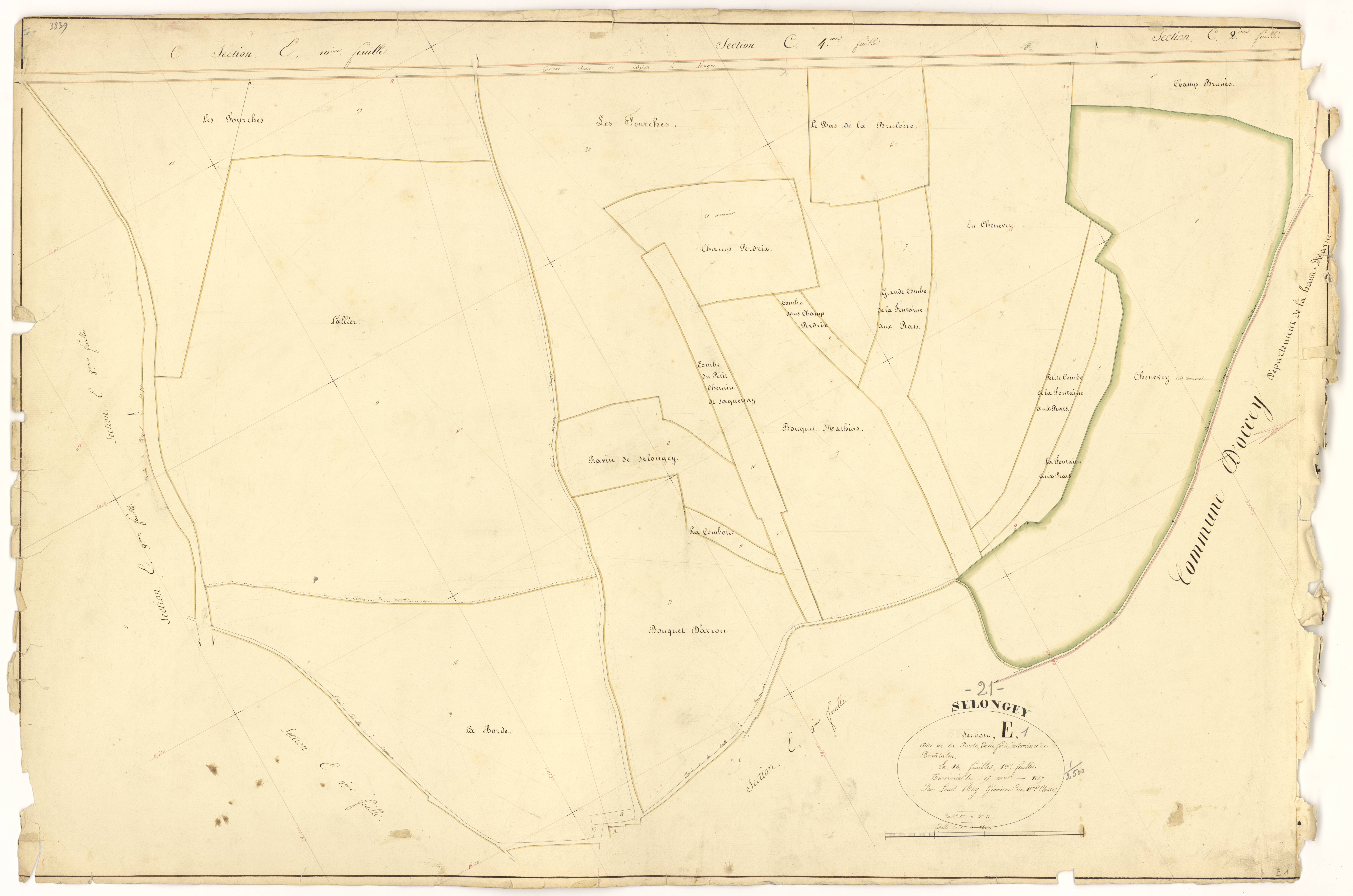 Selongey - Section E1 - 3 P PLAN 599/19