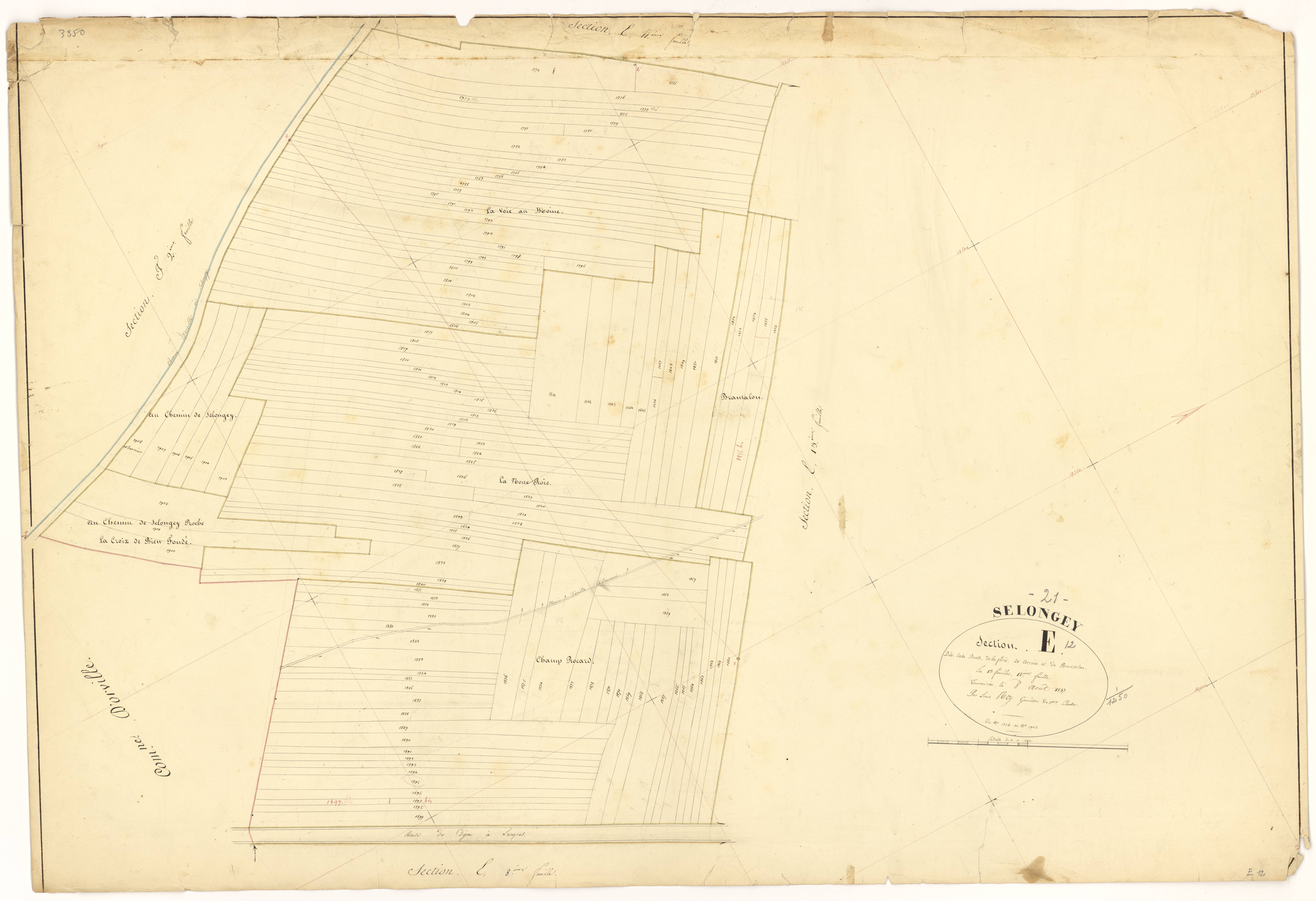 Selongey - Section E12 - 3 P PLAN 599/30