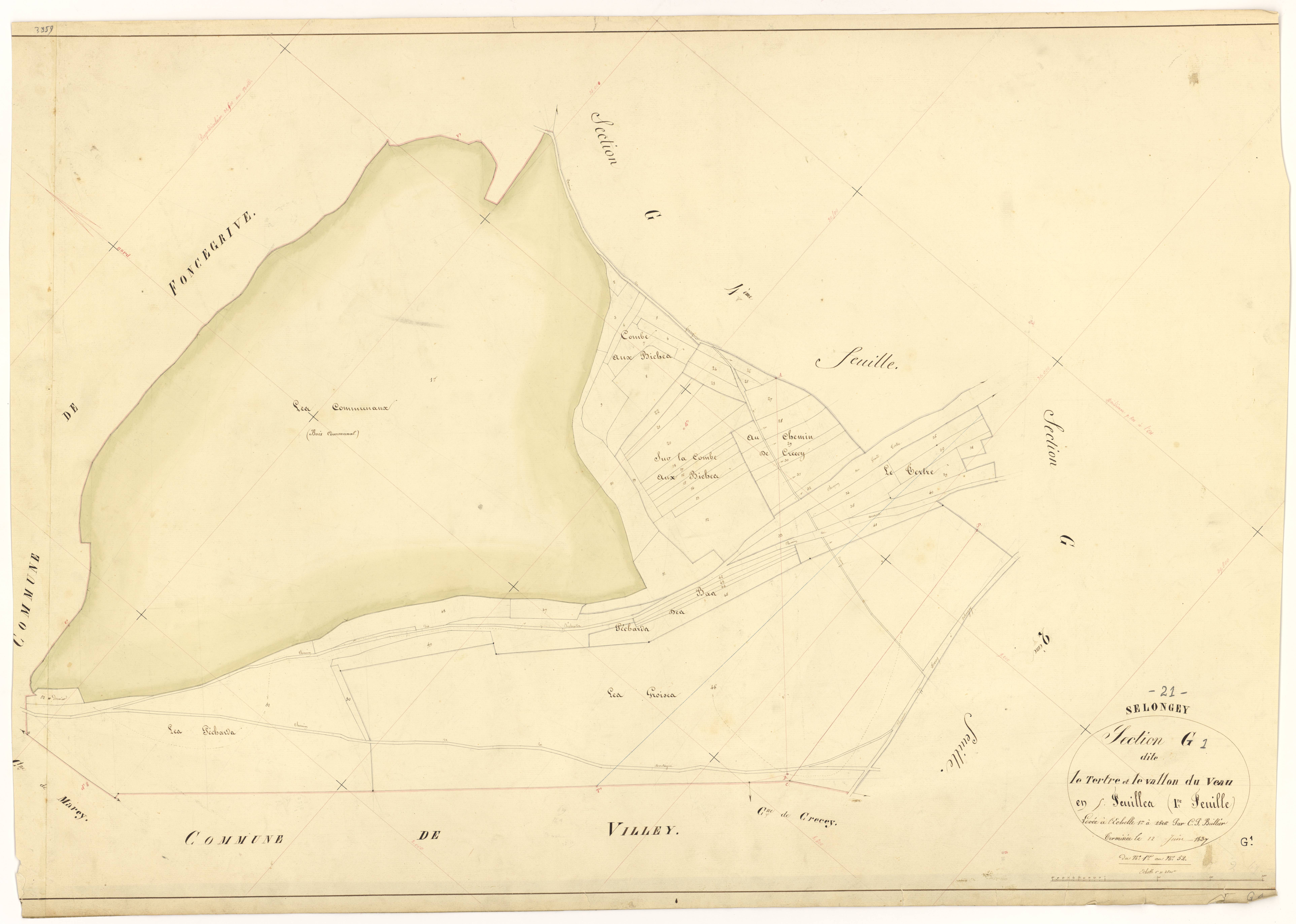 Selongey - Section G1 - 3 P PLAN 599/39