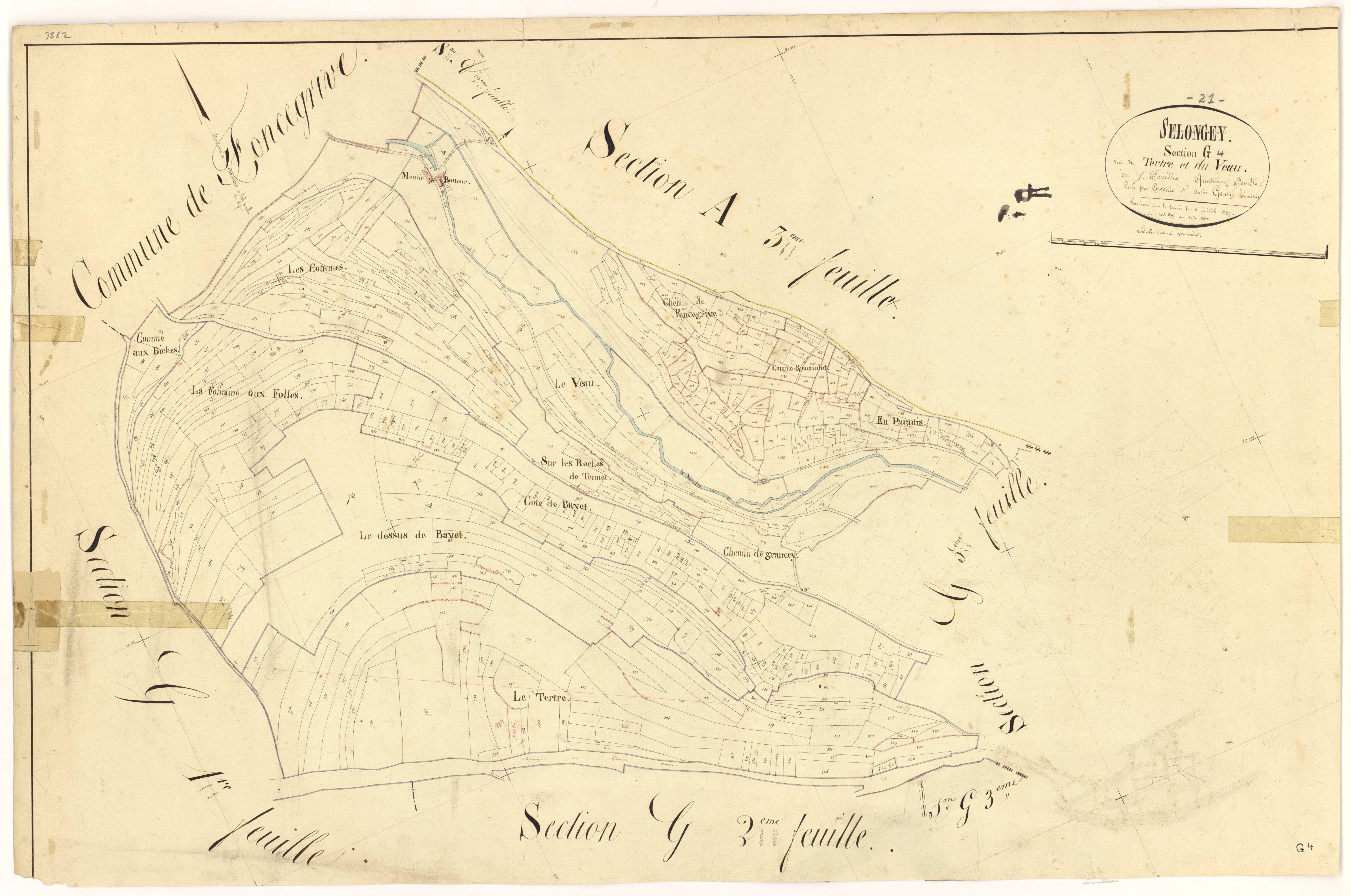 Selongey - Section G4 - 3 P PLAN 599/42