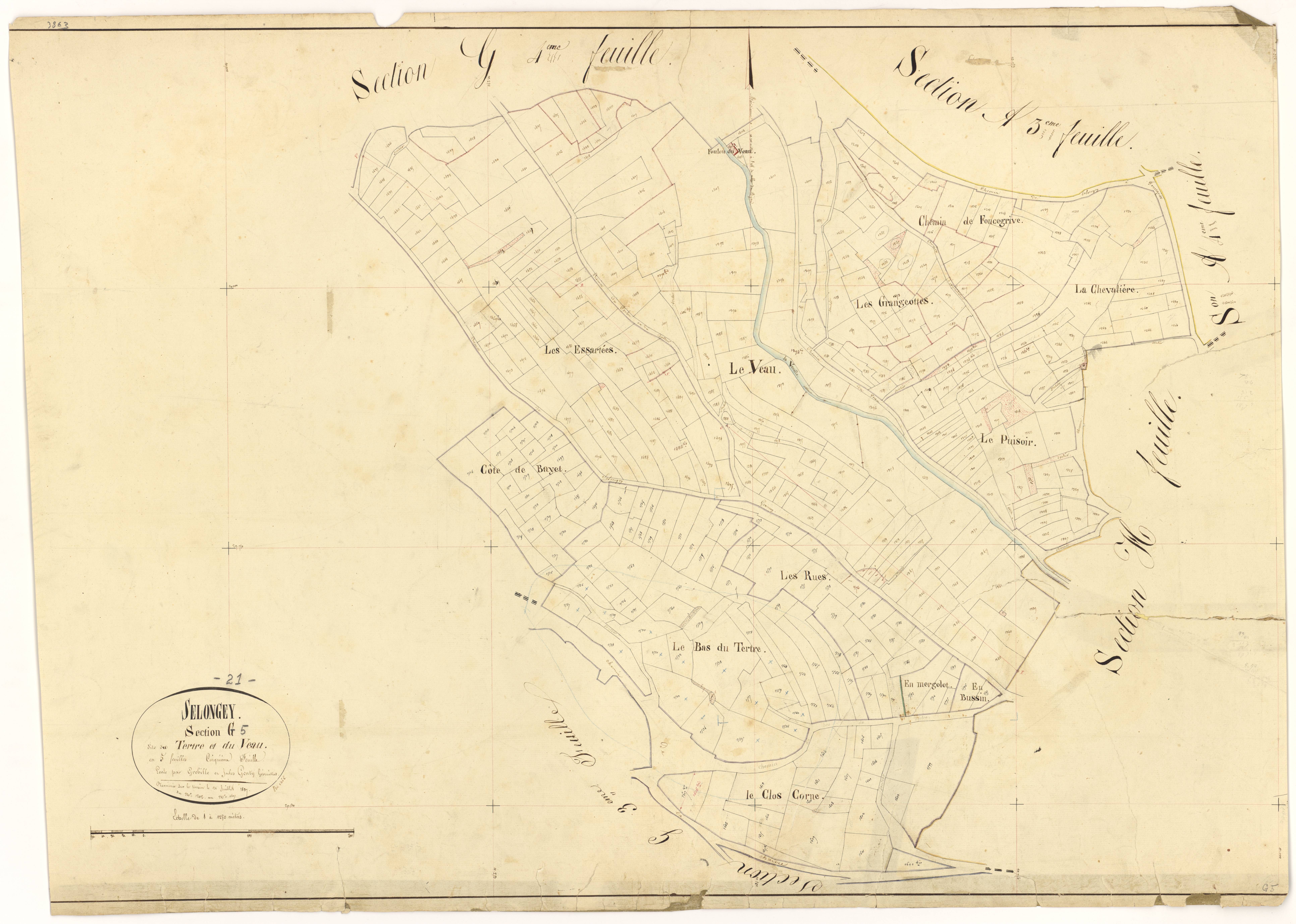 Selongey - Section G5 - 3 P PLAN 599/43