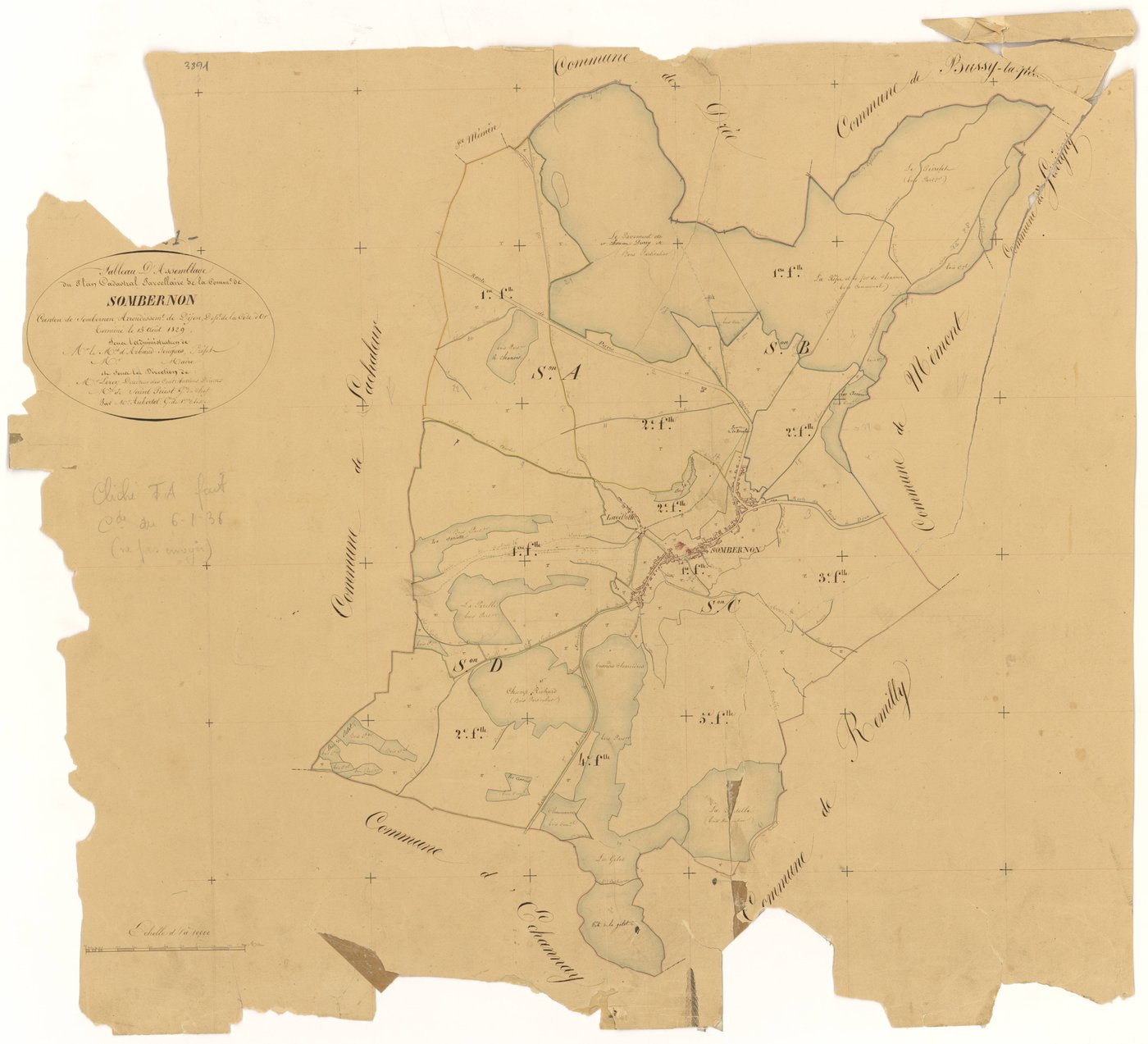 Sombernon - Tableau d'assemblage - 3 P PLAN 611/1
