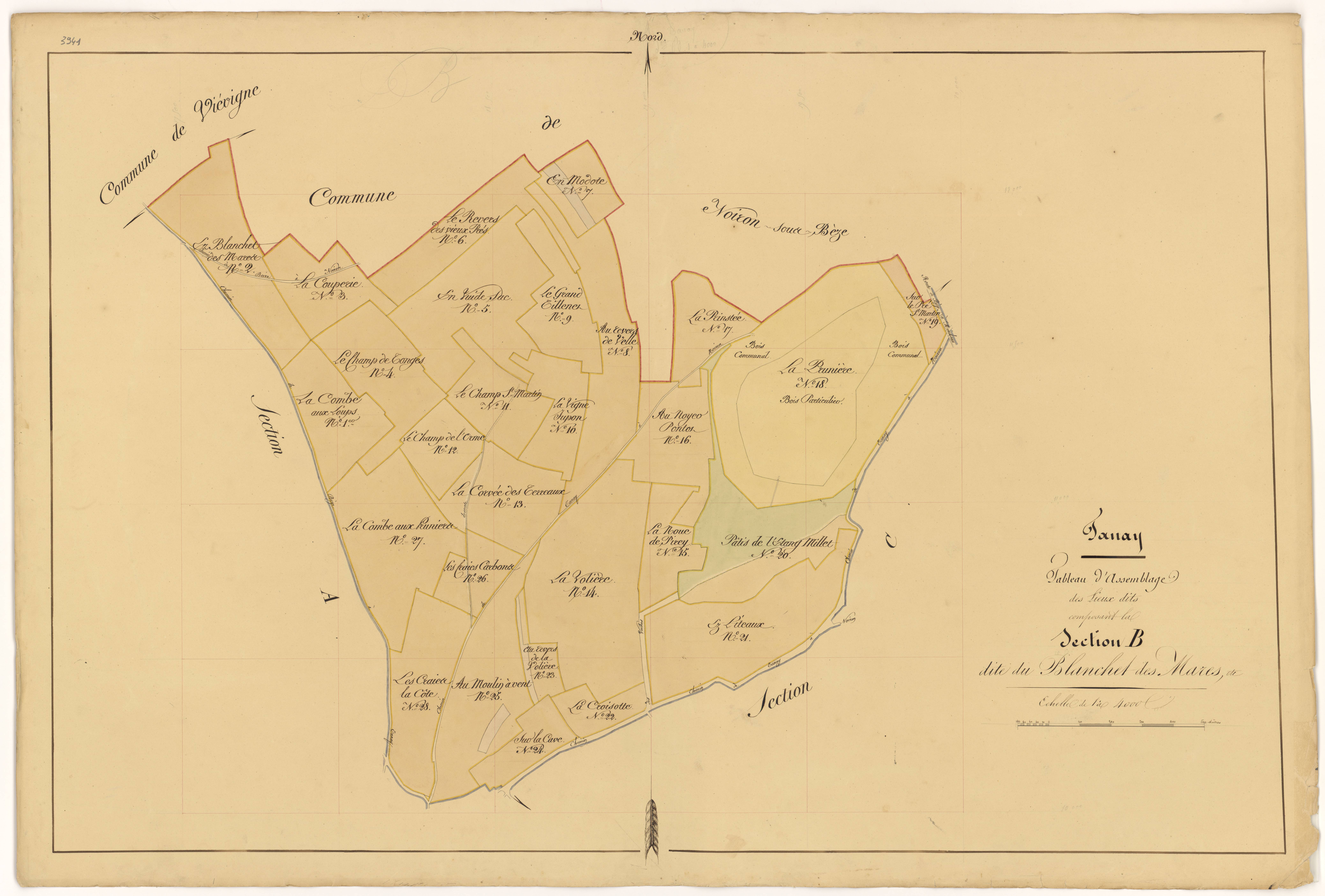 Tanay - Section B (tableau d'assemblage) - 3 P PLAN 619/6