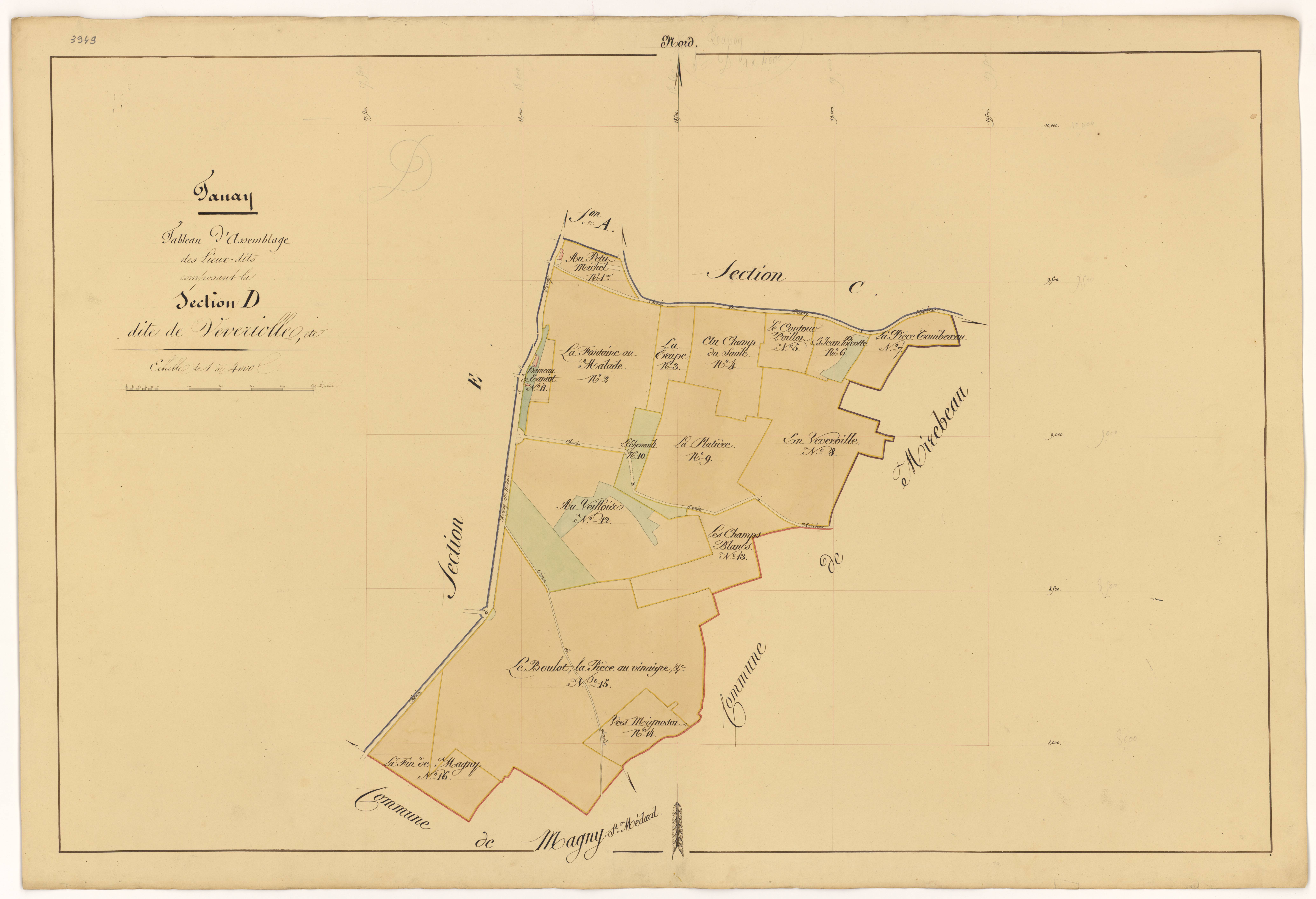 Tanay - Section D (tableau d'assemblage) - 3 P PLAN 619/14