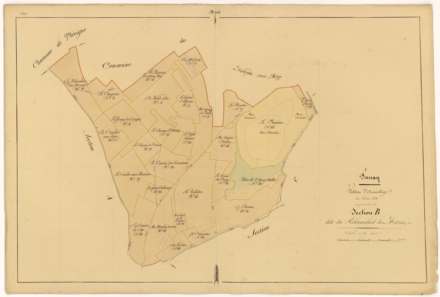 Tanay - Section B (tableau d'assemblage) - 3 P PLAN 619/6