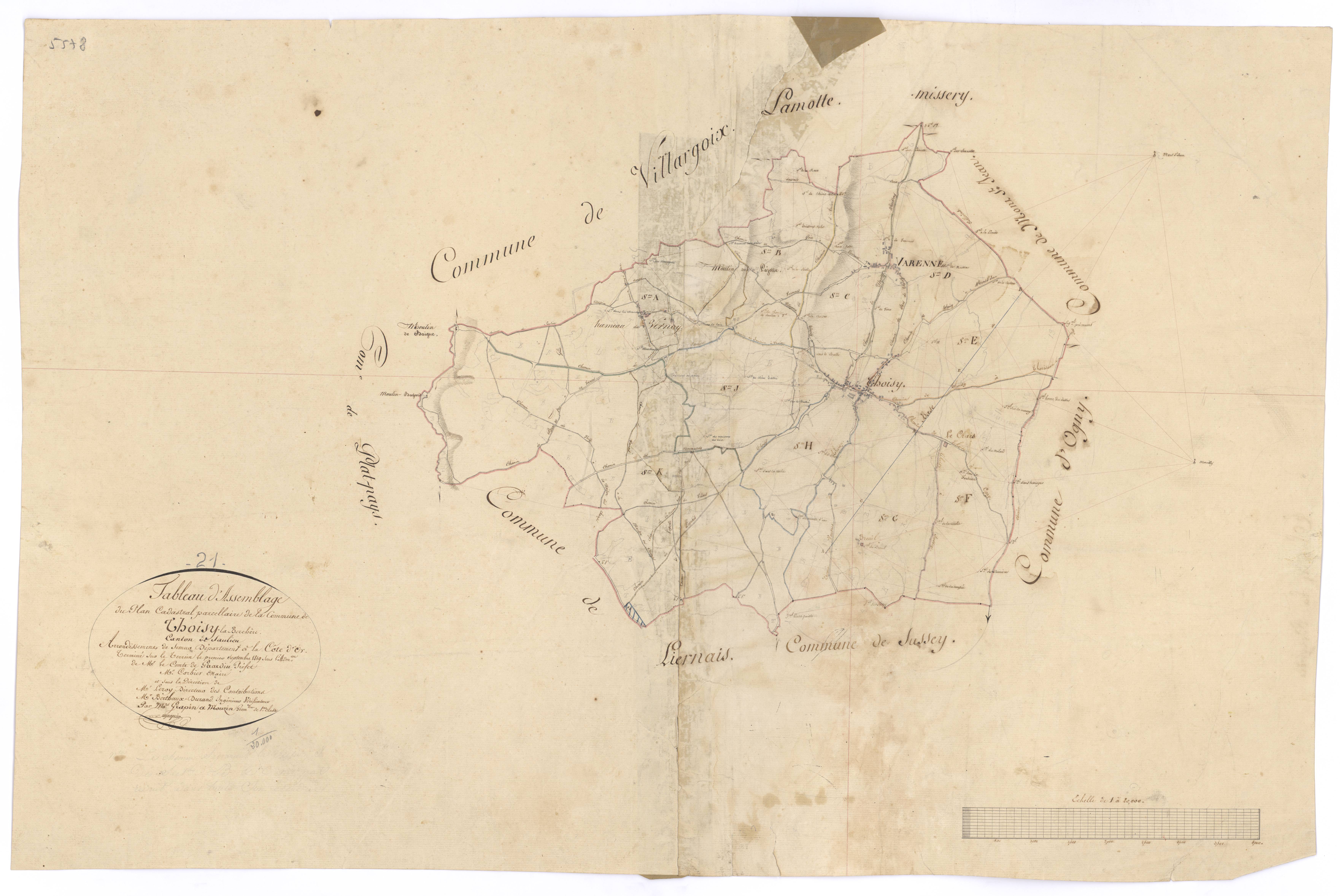 Thoisy-la-Berchère - Tableau d'assemblage - 3 P PLAN 629/1