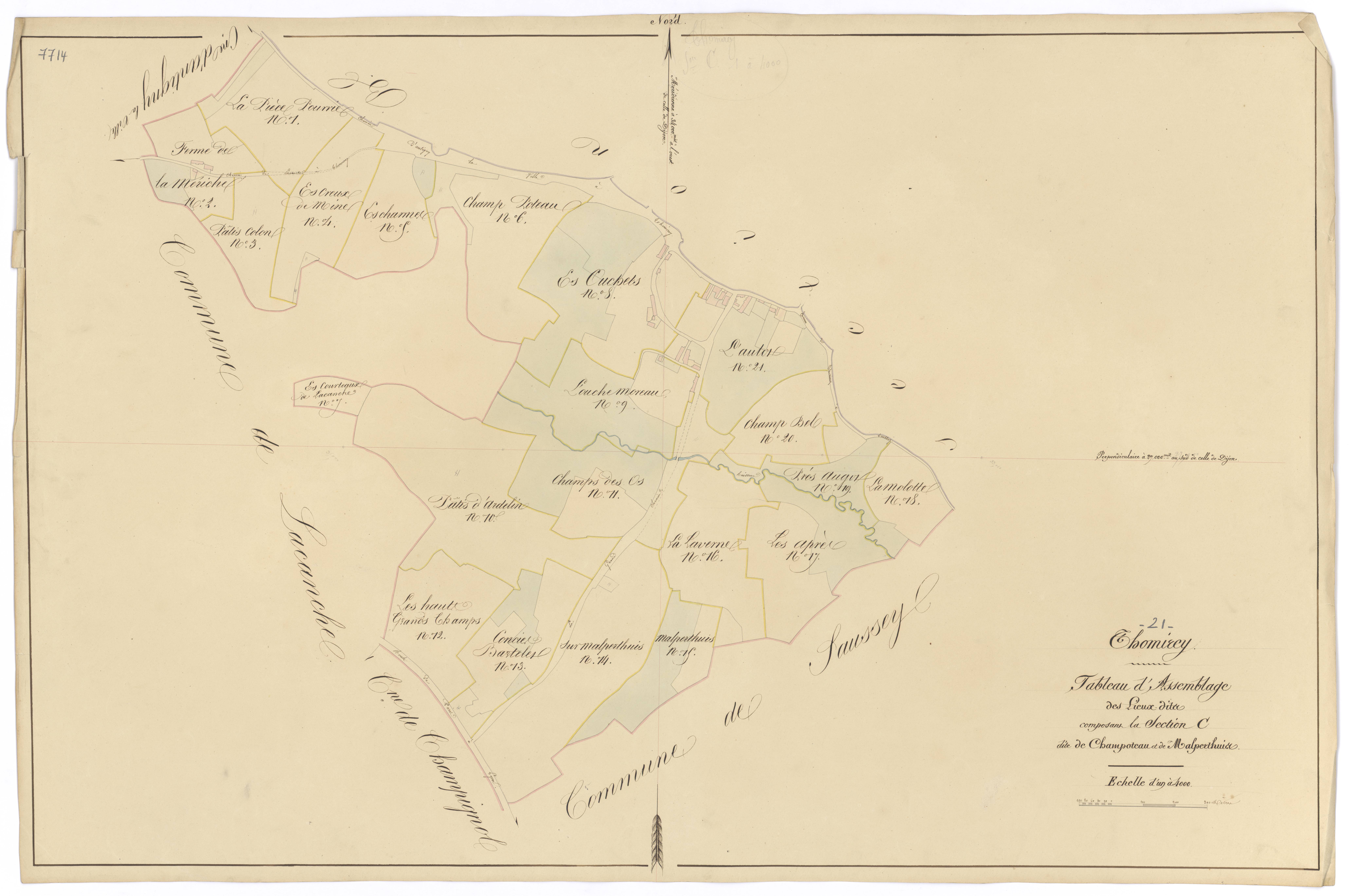 Thomirey - Section C (tableau d'assemblage) - 3 P PLAN 631/9