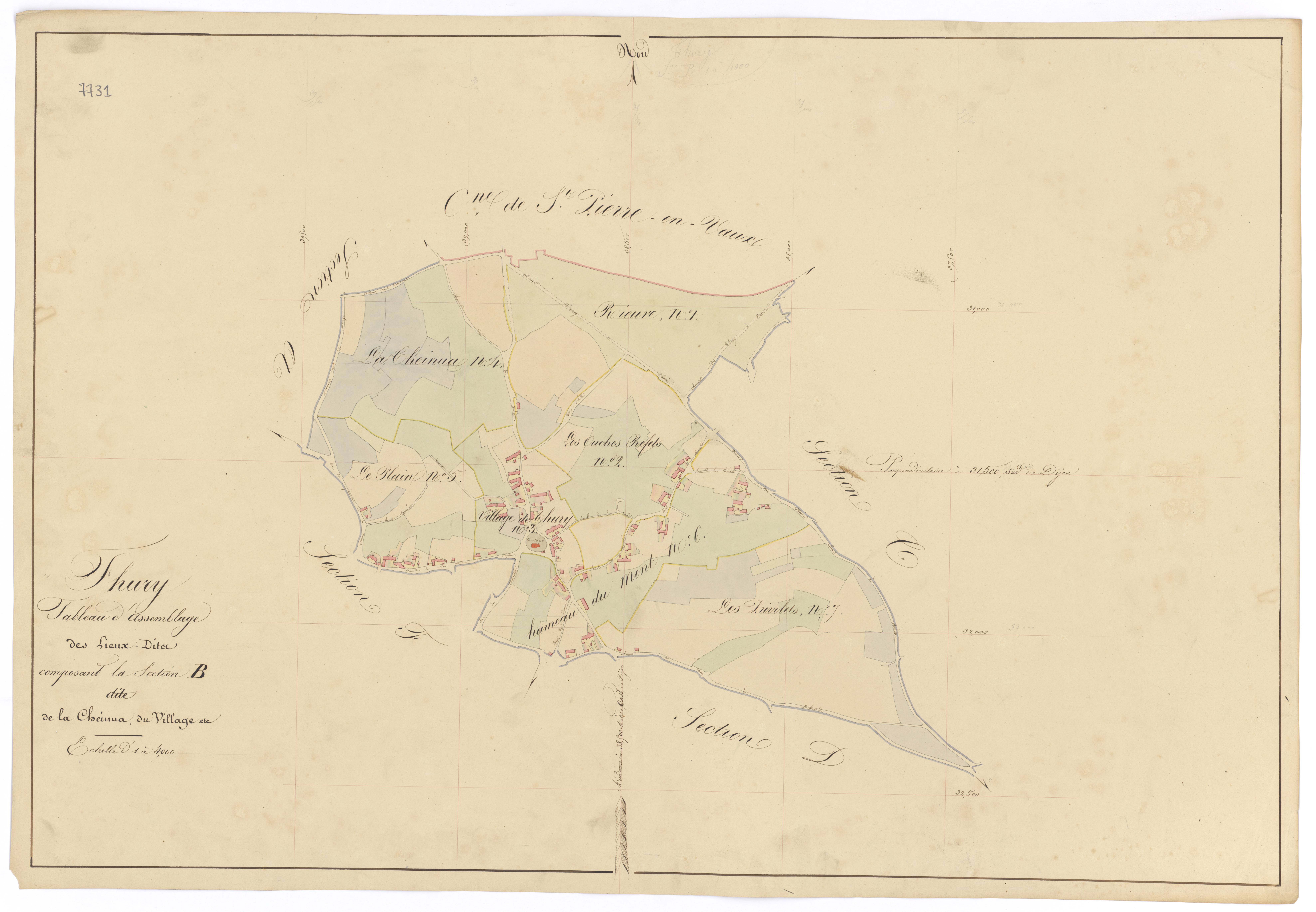 Thury - Section B (tableau d'assemblage) - 3 P PLAN 636/4