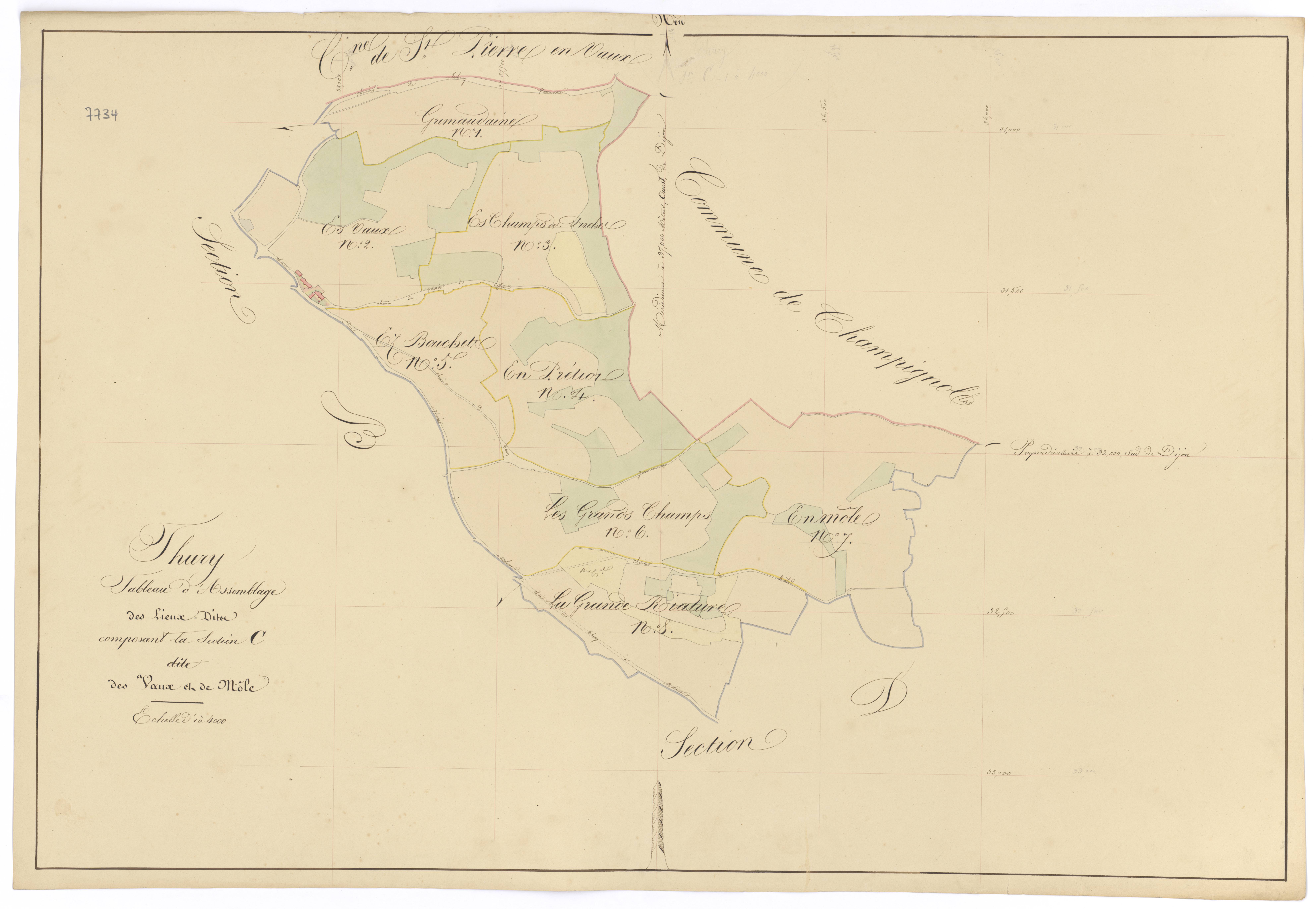 Thury - Section C (tableau d'assemblage) - 3 P PLAN 636/7