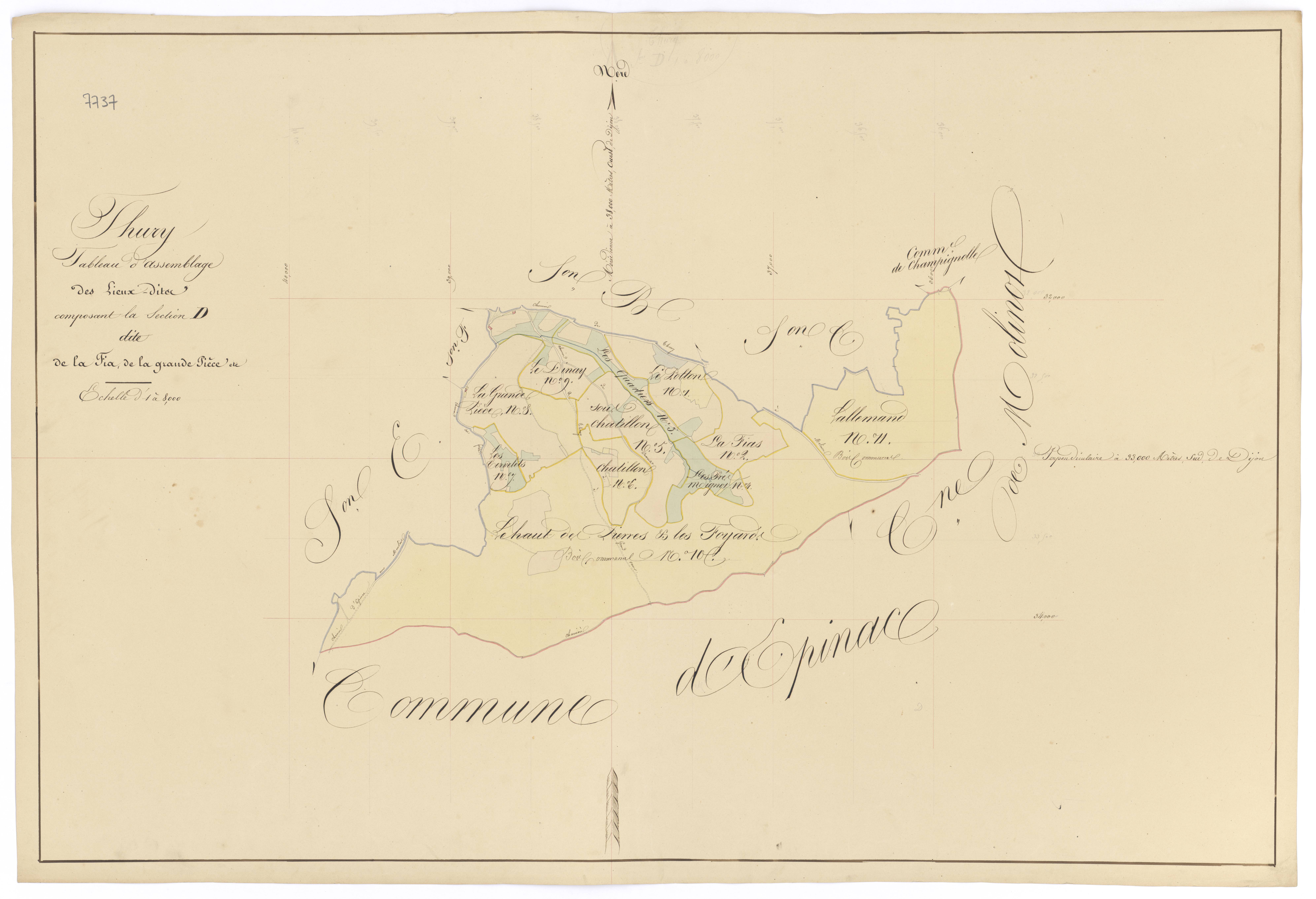 Thury - Section D (tableau d'assemblage) - 3 P PLAN 636/10