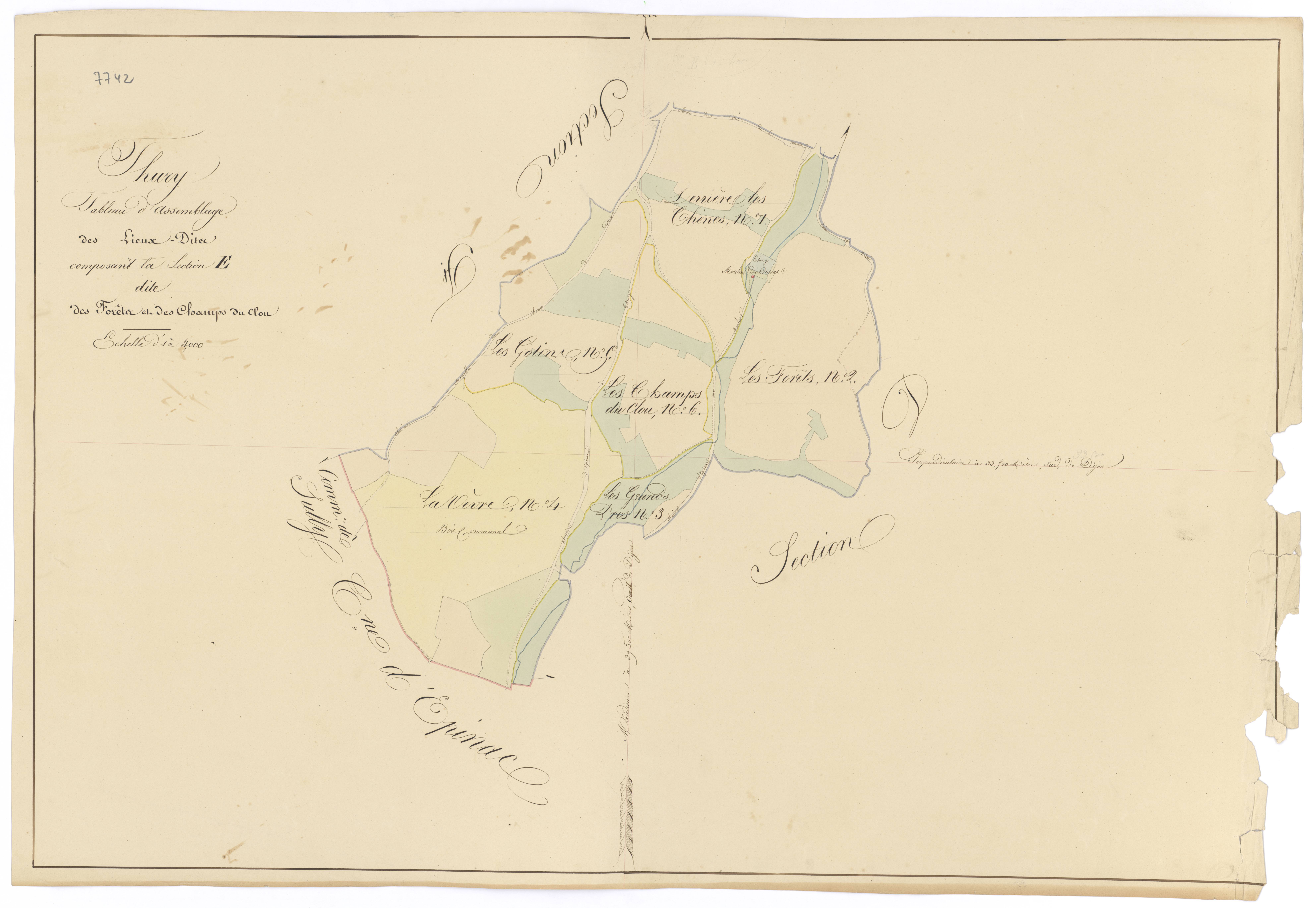 Thury - Section E (tableau d'assemblage) - 3 P PLAN 636/15