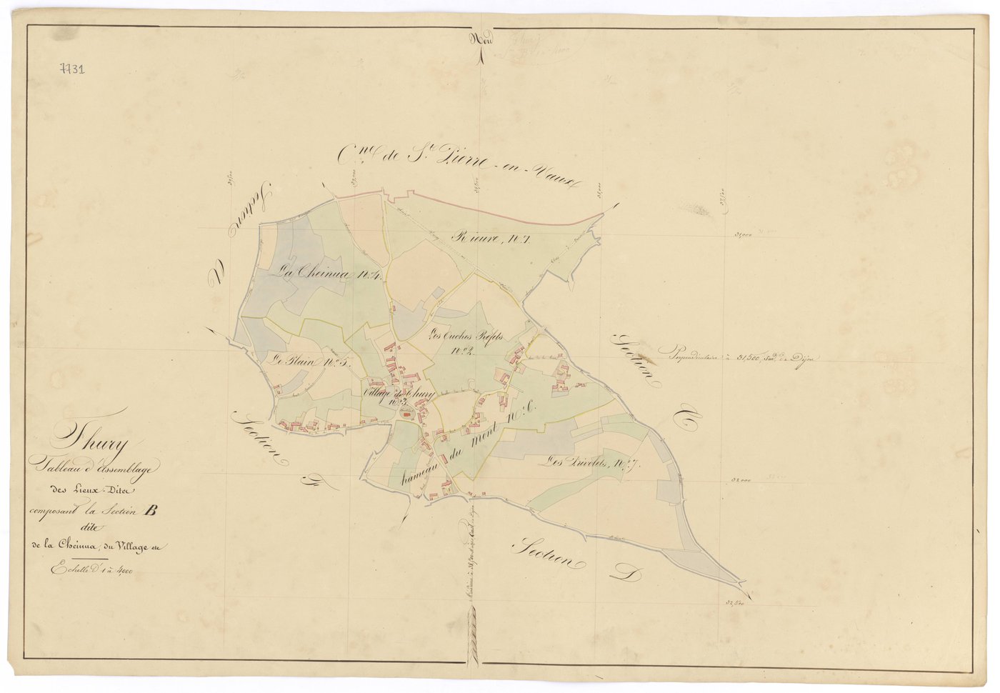 Thury - Section B (tableau d'assemblage) - 3 P PLAN 636/4