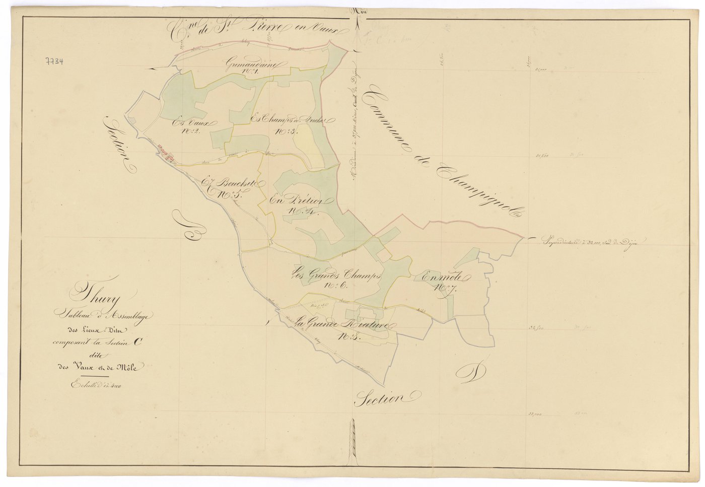 Thury - Section C (tableau d'assemblage) - 3 P PLAN 636/7